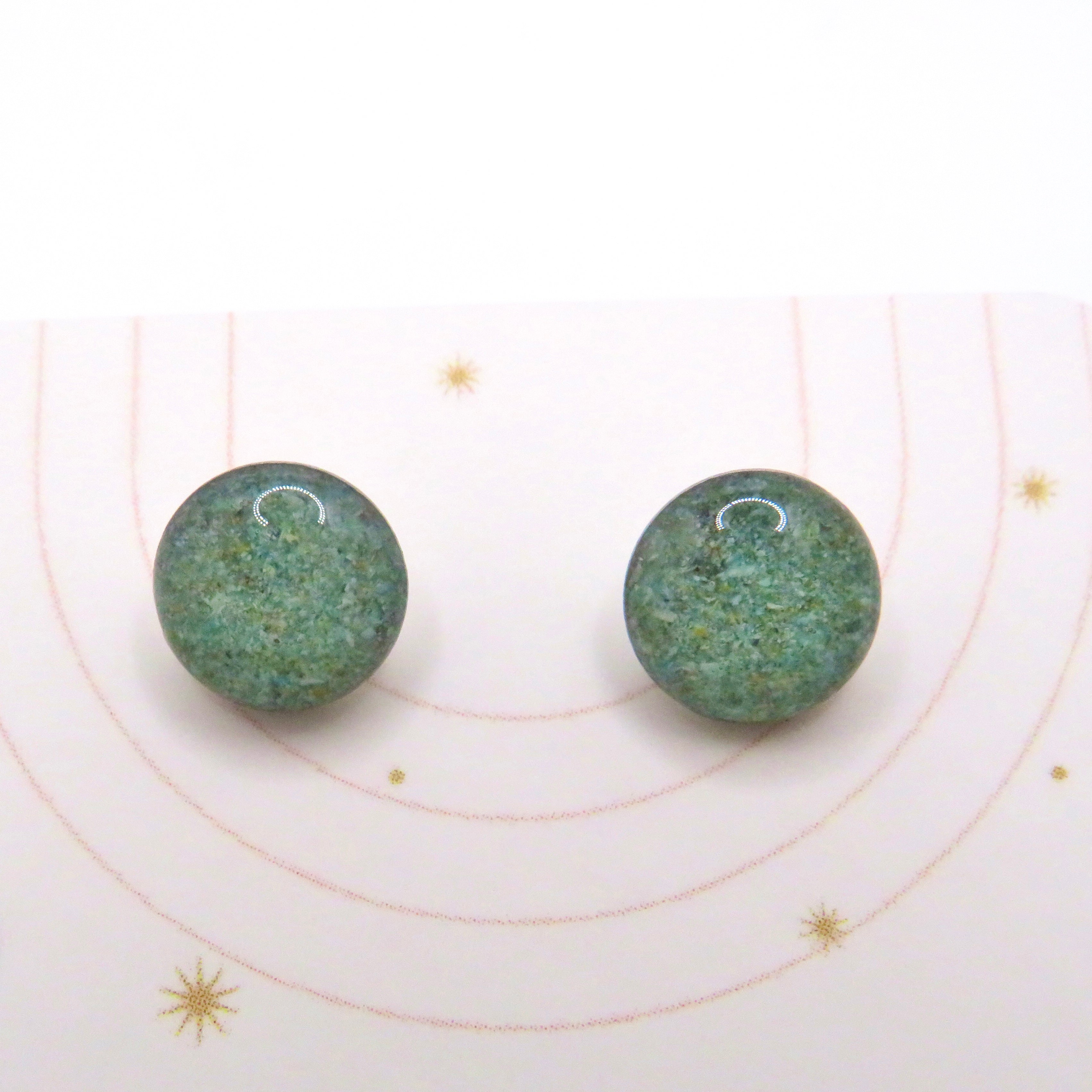 8mm Round Crushed Gemstone Stud Earrings | Assorted Stones