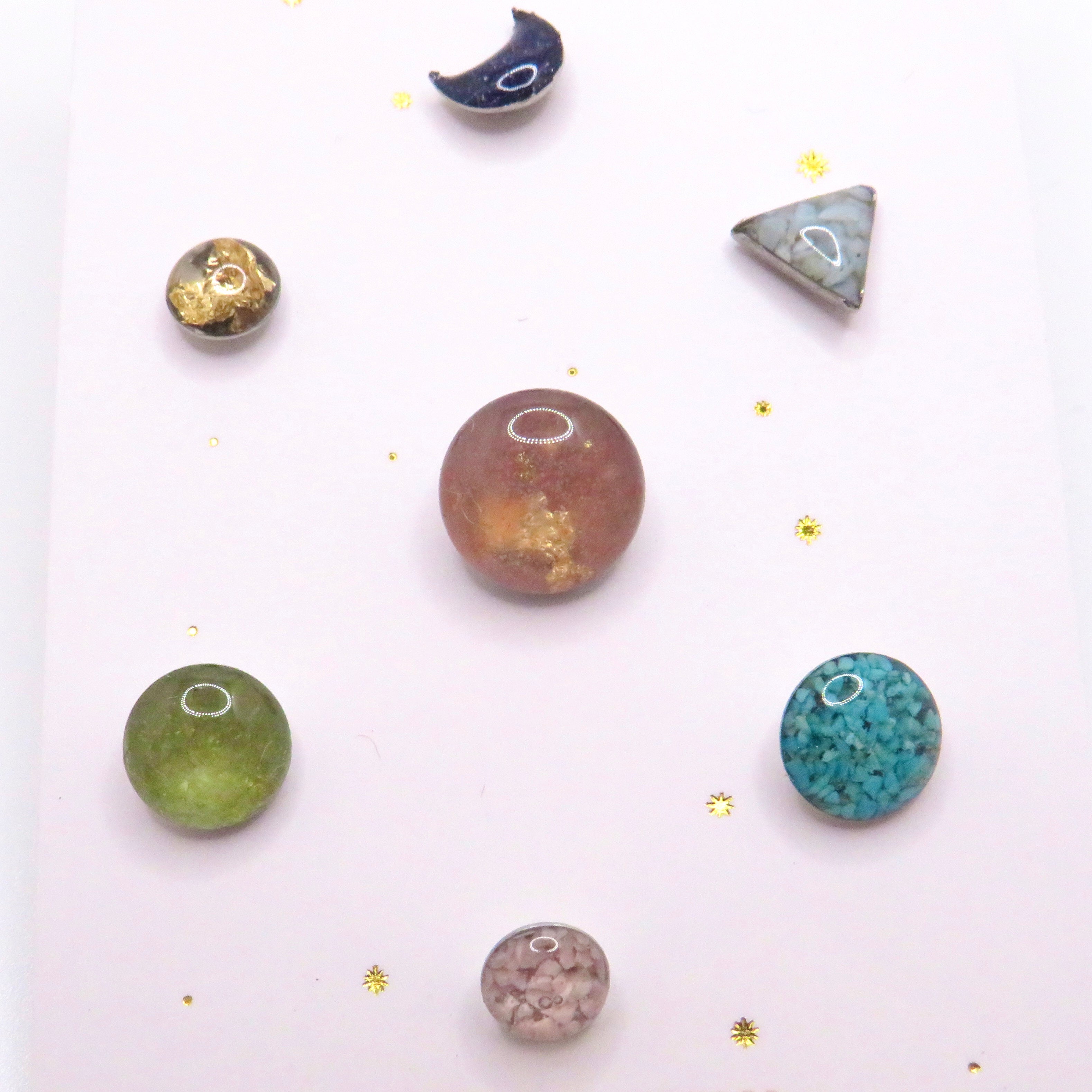 Assorted Crushed Gemstone Stud Earrings | Mixed Pack of 6