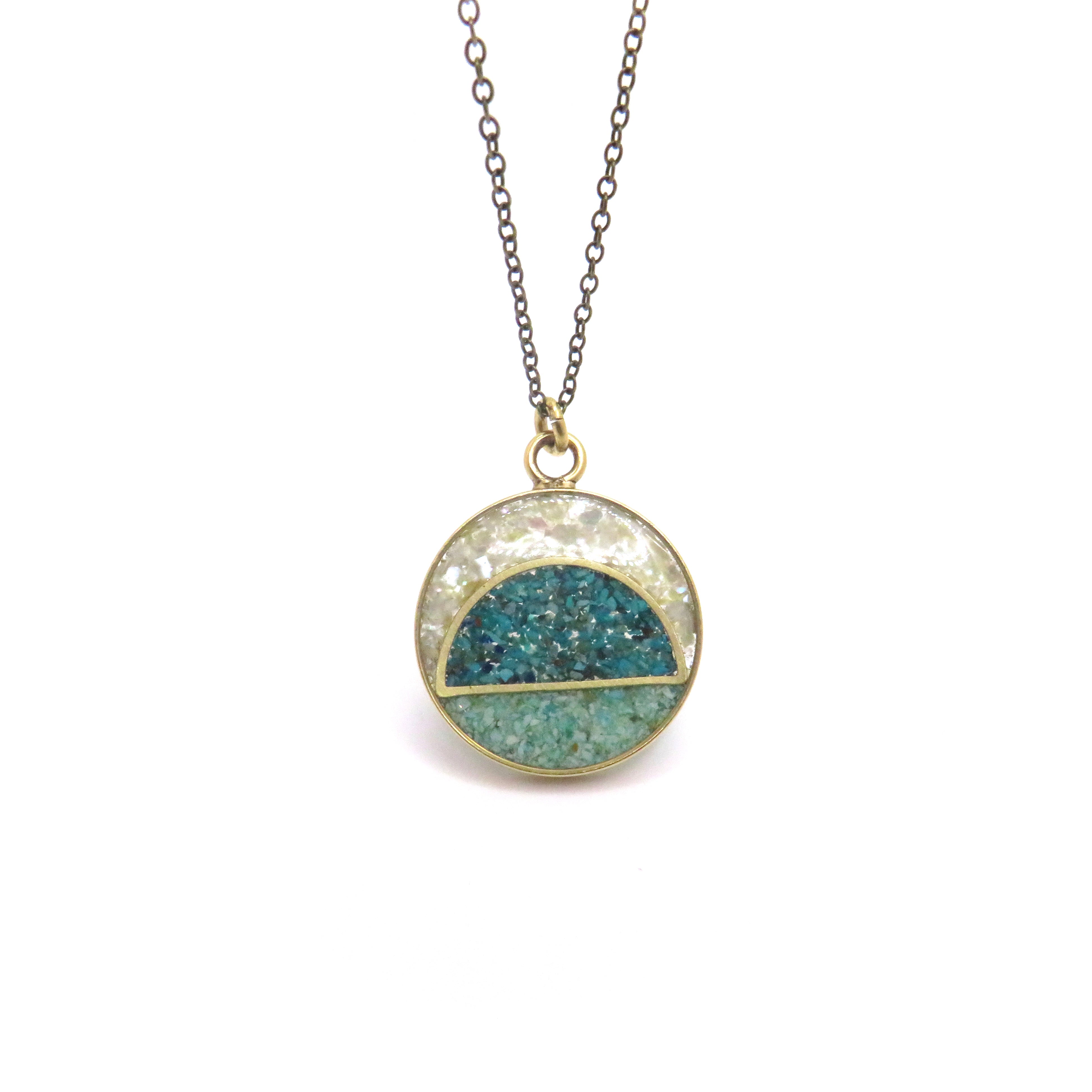 Sunrise Inlay Necklace | Assorted Crushed Gemstones