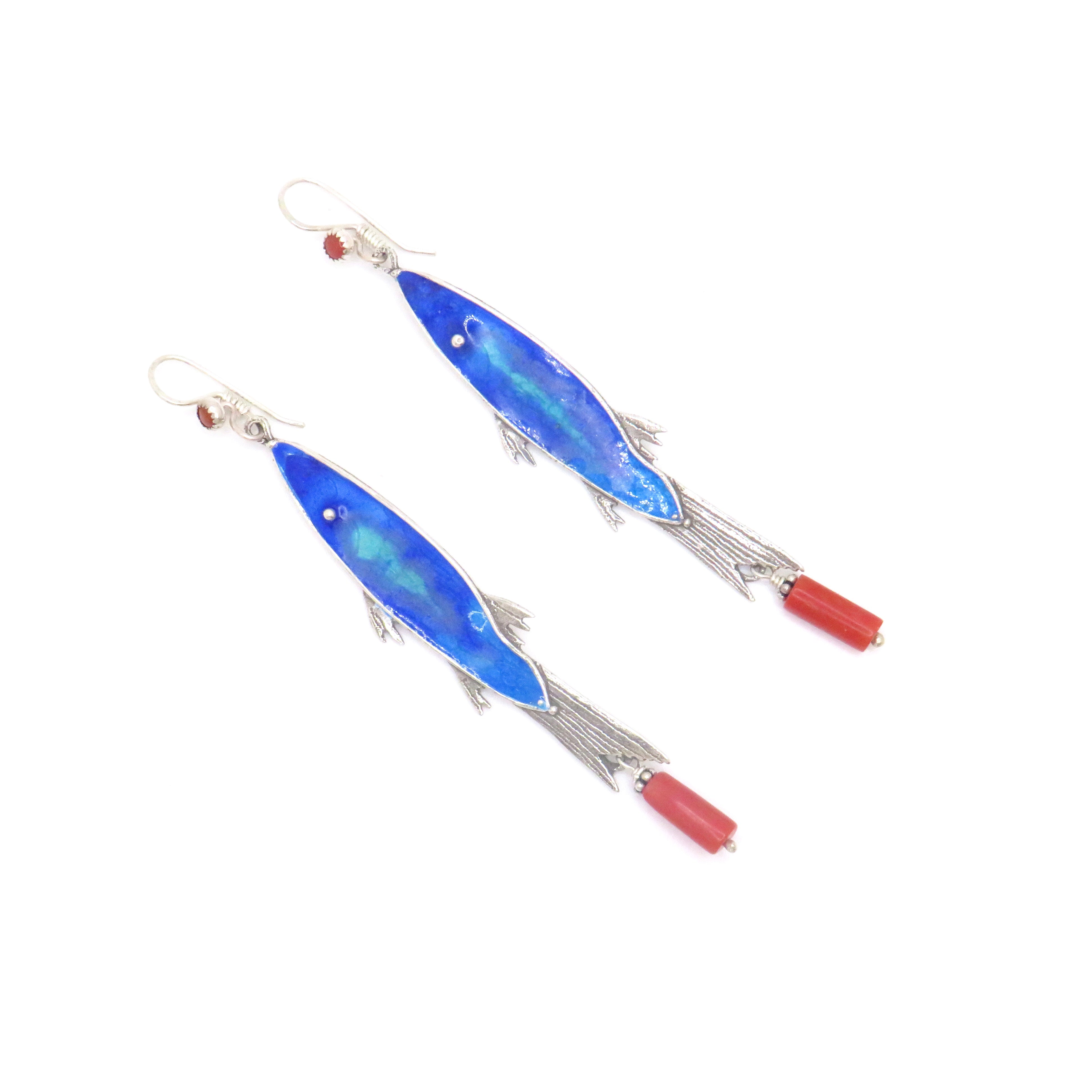 gemstone fish earrings
