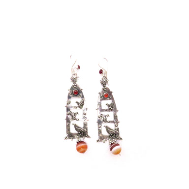 birdcage gemstone drop earrings