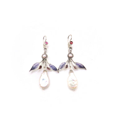 gemstone pearl drop earrings