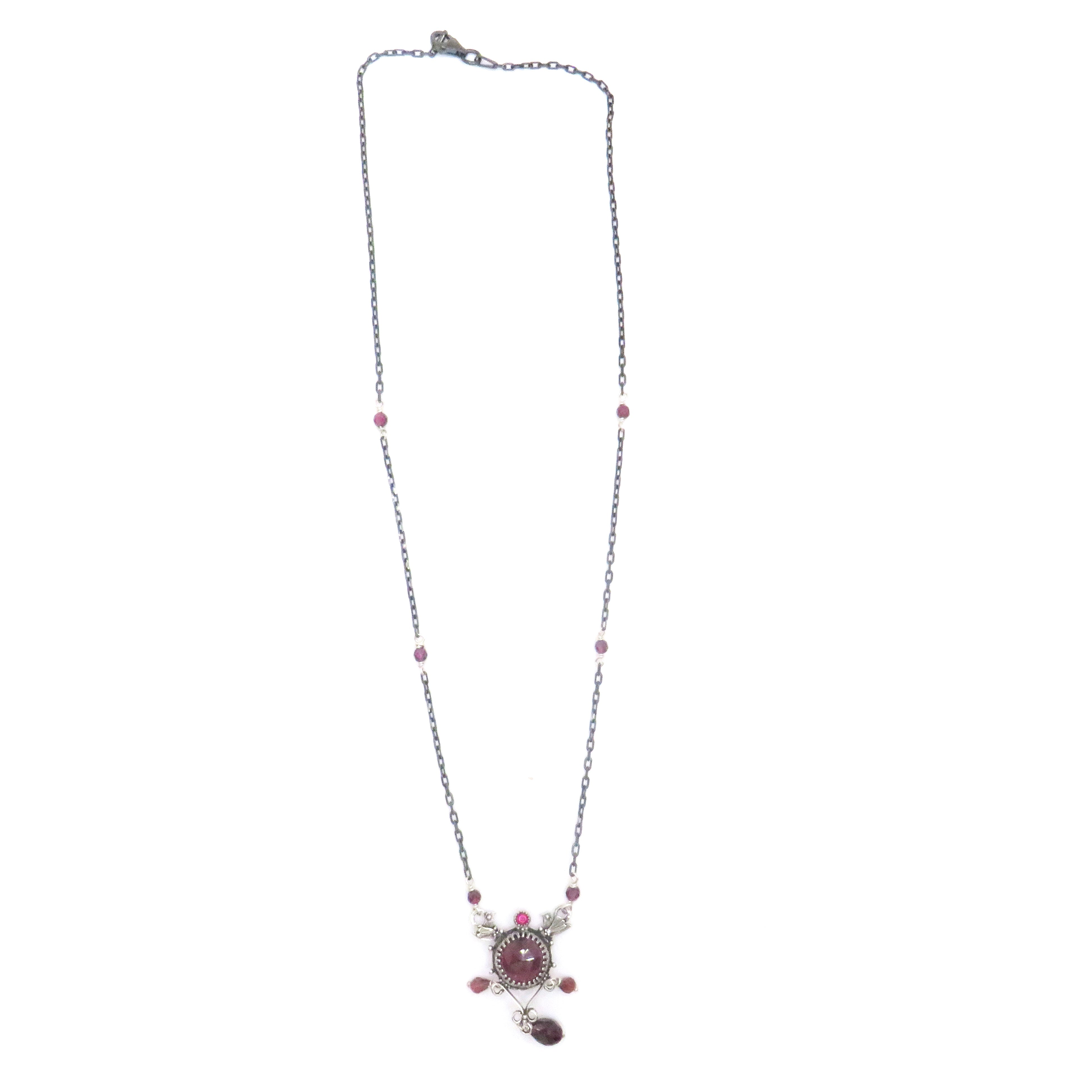 Sterling Silver and Garnets Necklace