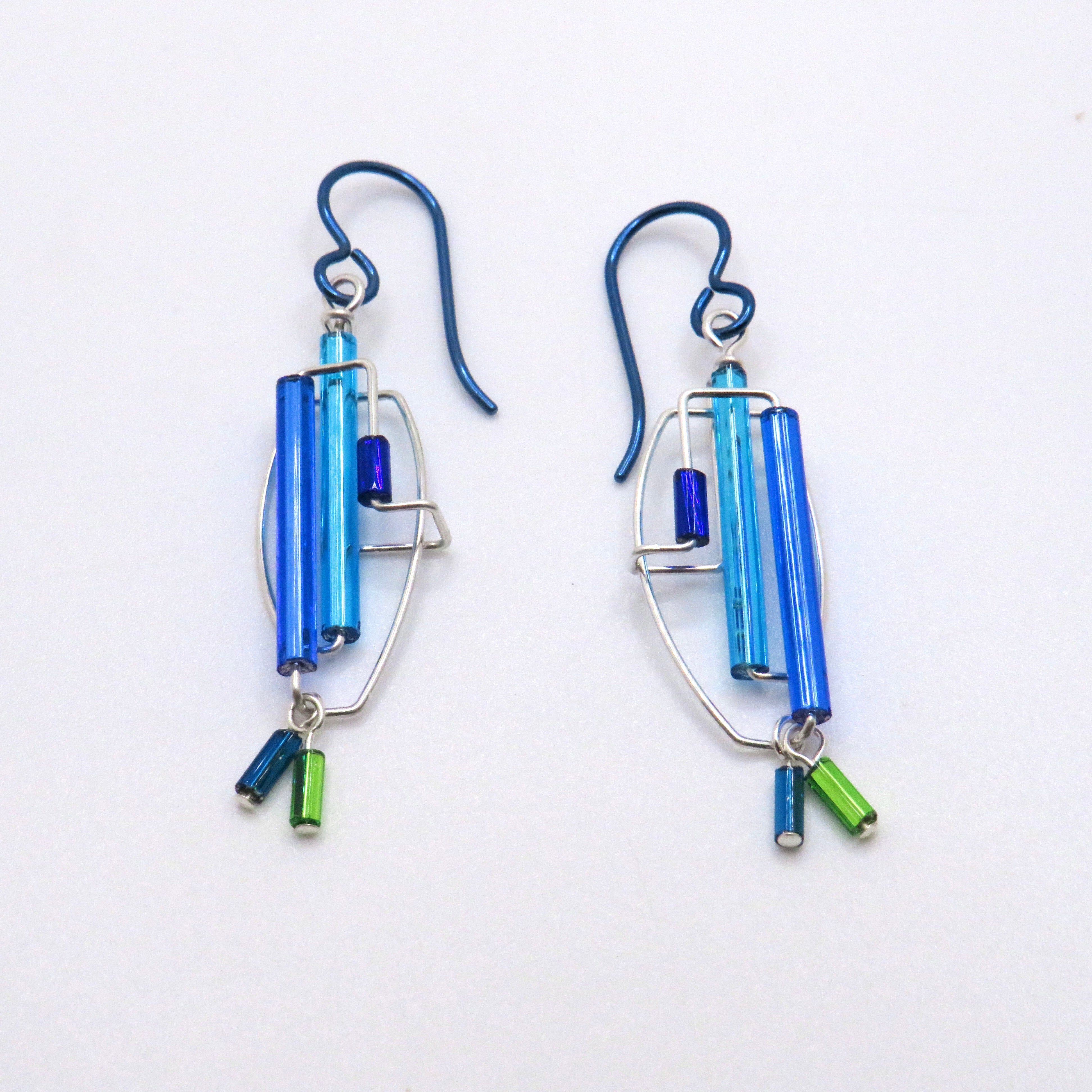 geometric wire earrings with beads