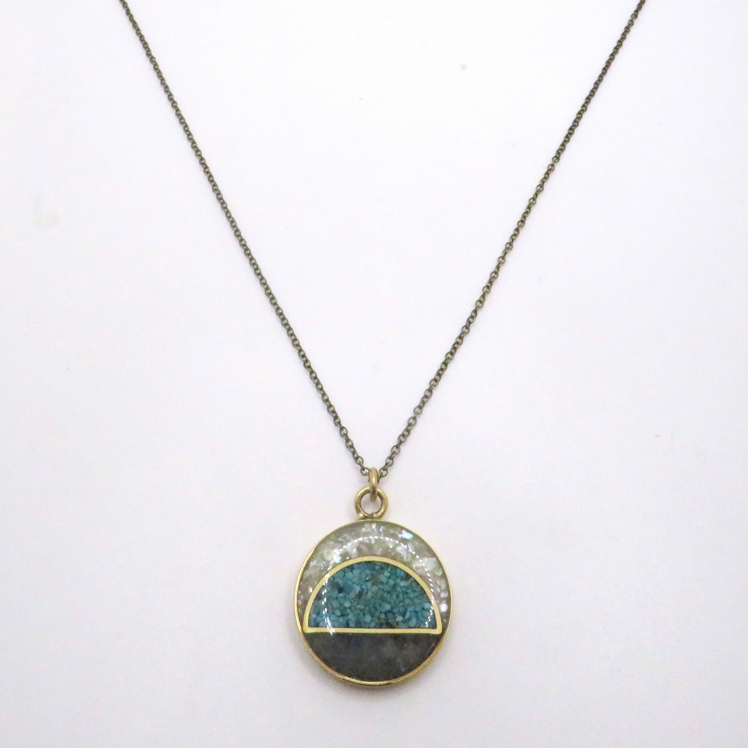 Sunrise Inlay Necklace | Assorted Crushed Gemstones