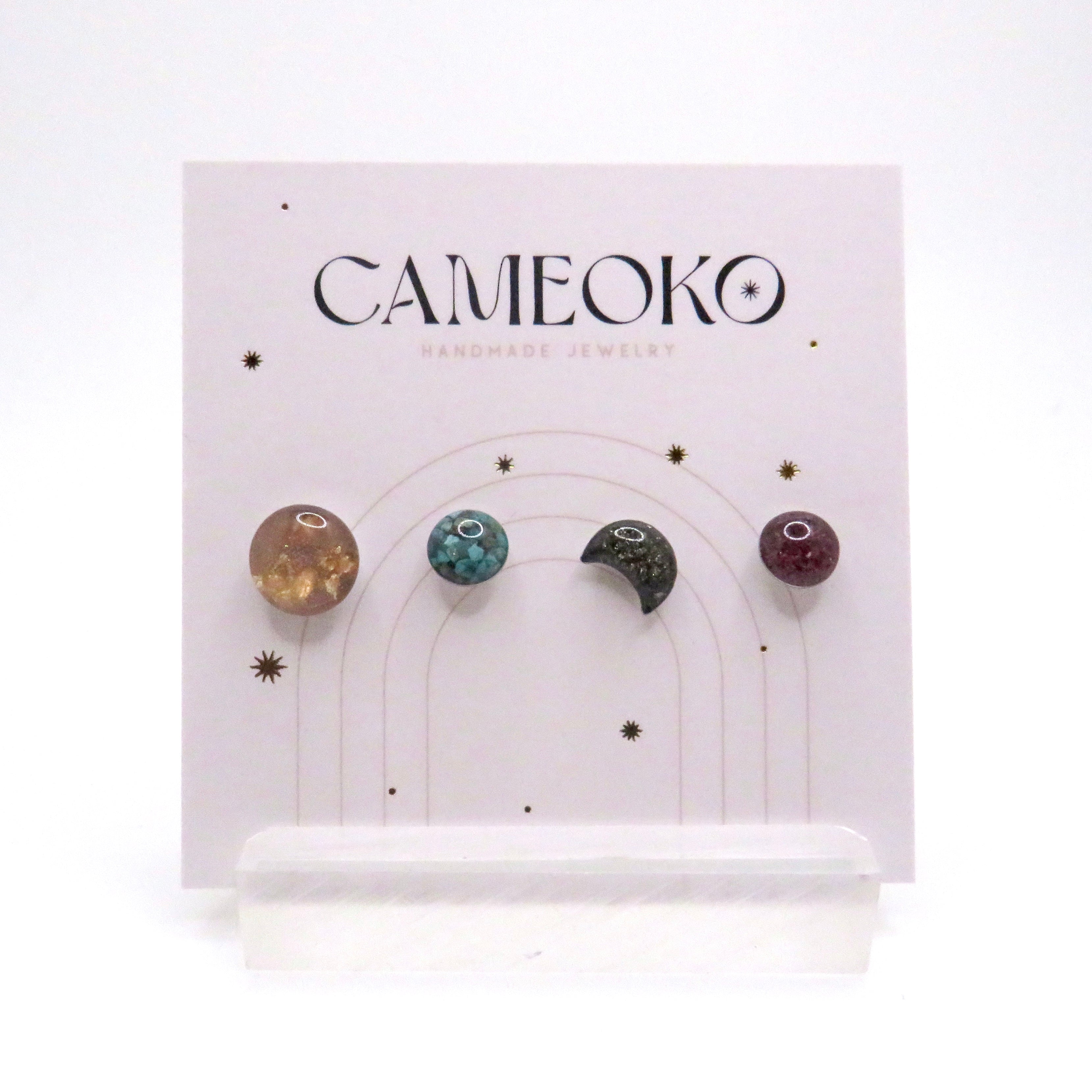 Assorted Crushed Gemstone Stud Earrings | Mixed Pack of 4