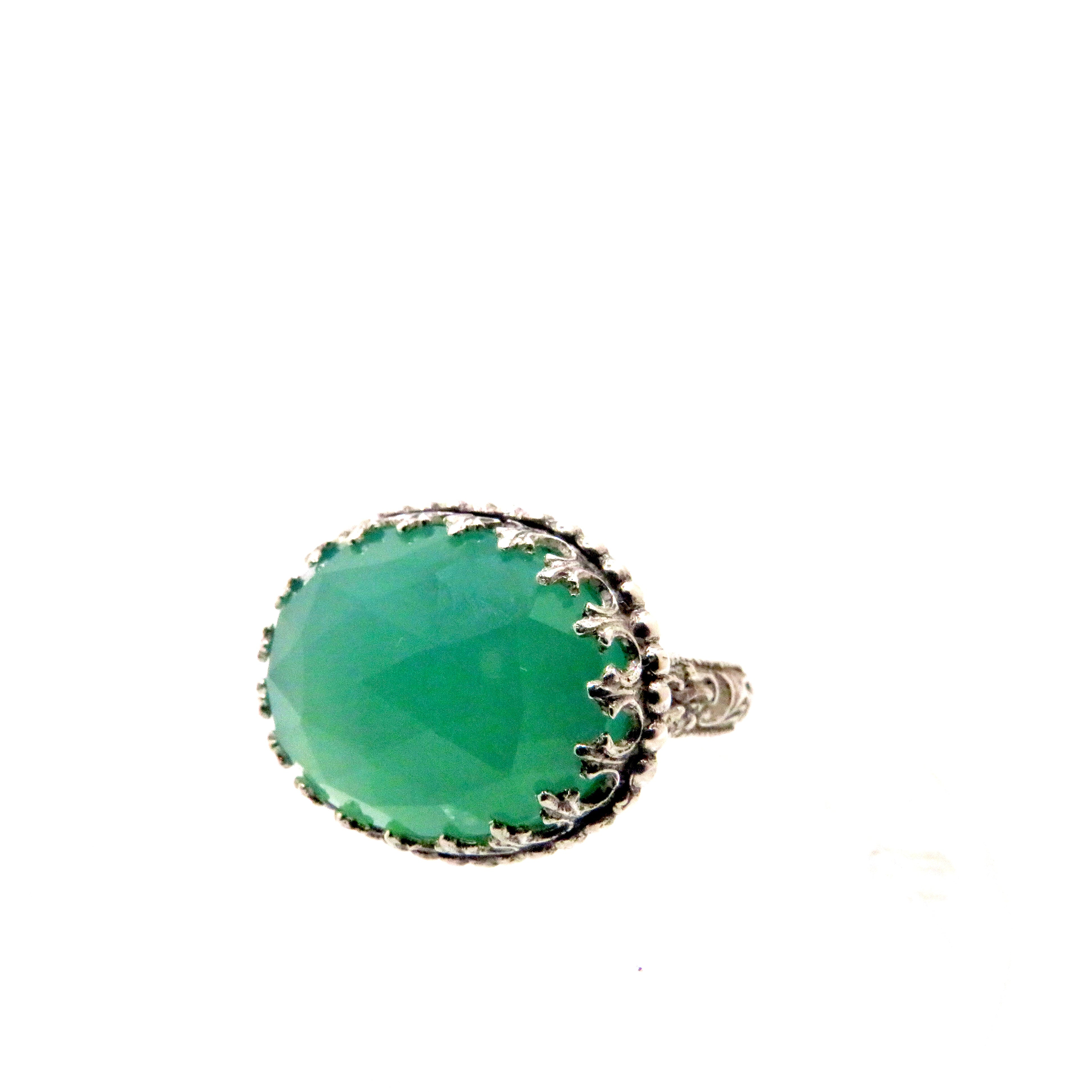 Chrysoprase and Sterling Silver Large Oval Ring
