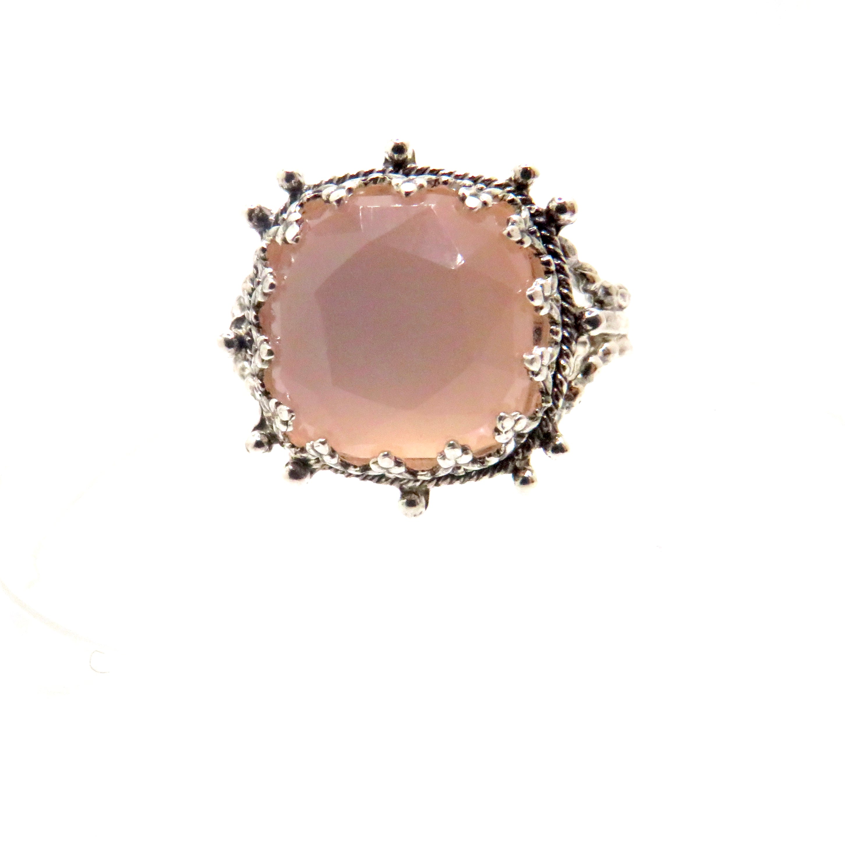 Pink Chalcedony and Sterling Silver Bezel Ring