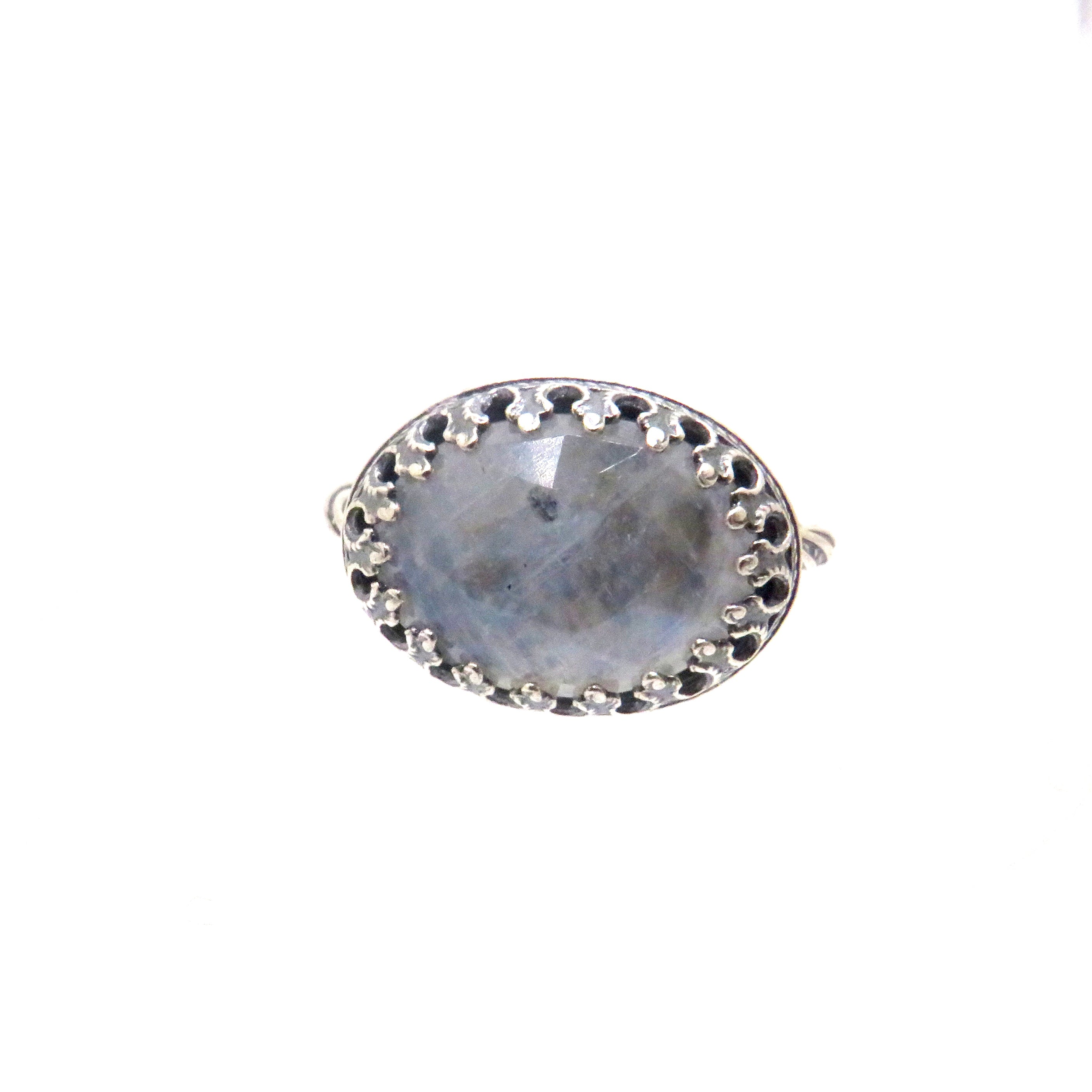 Rainbow Moonstone and Sterling Silver Oval Bezel Ring
