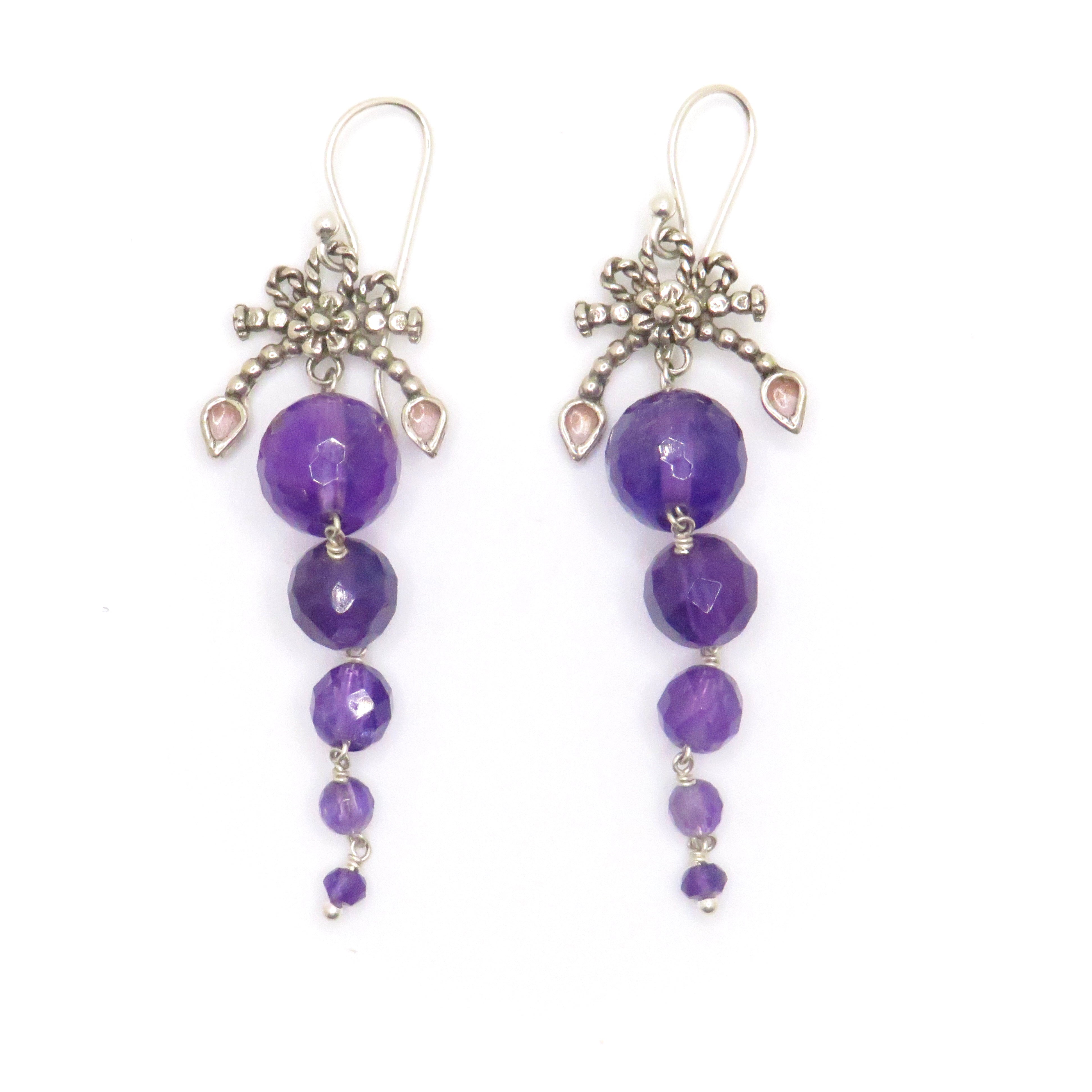 purple gemstone drop earrings