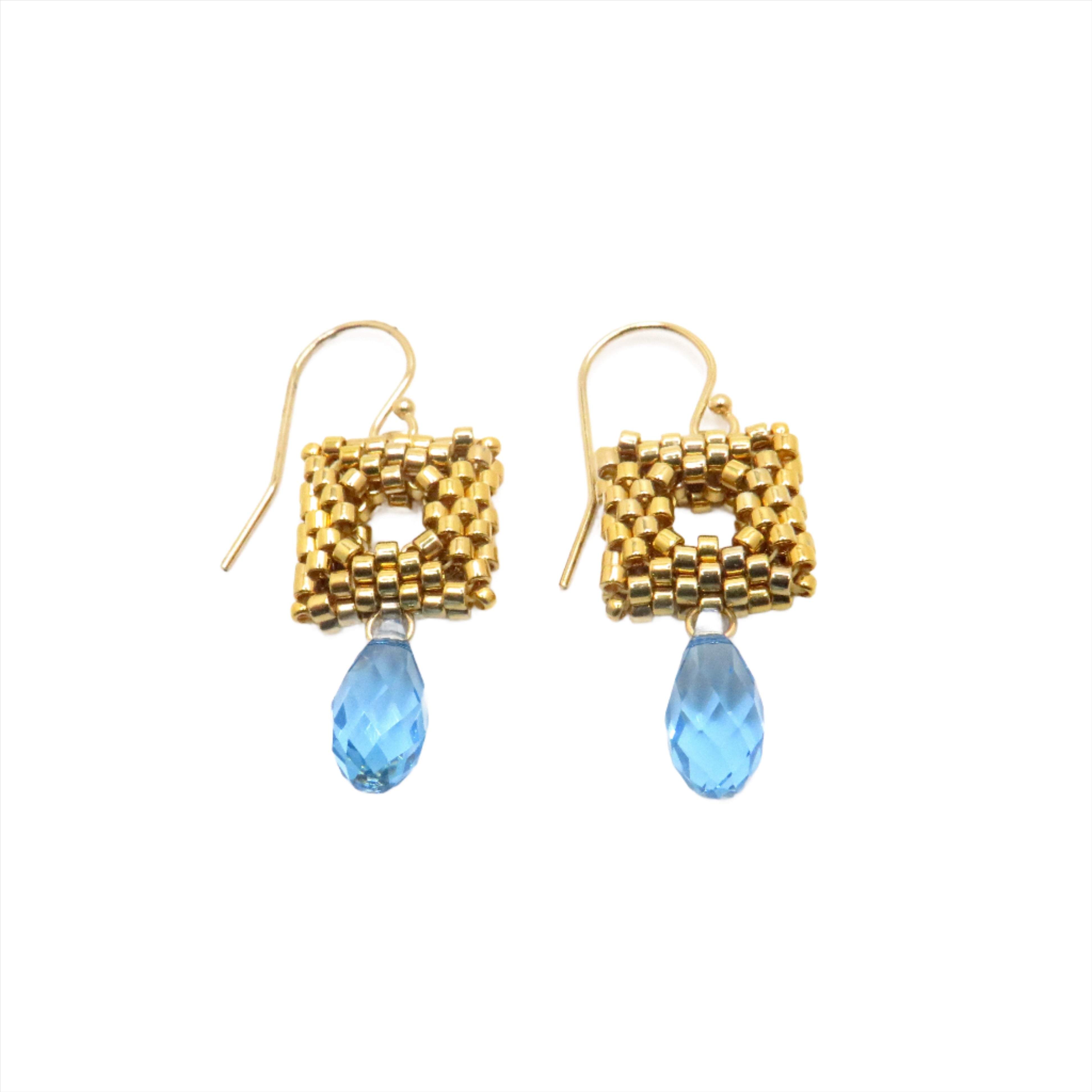 Gold One-Square Element Earrings