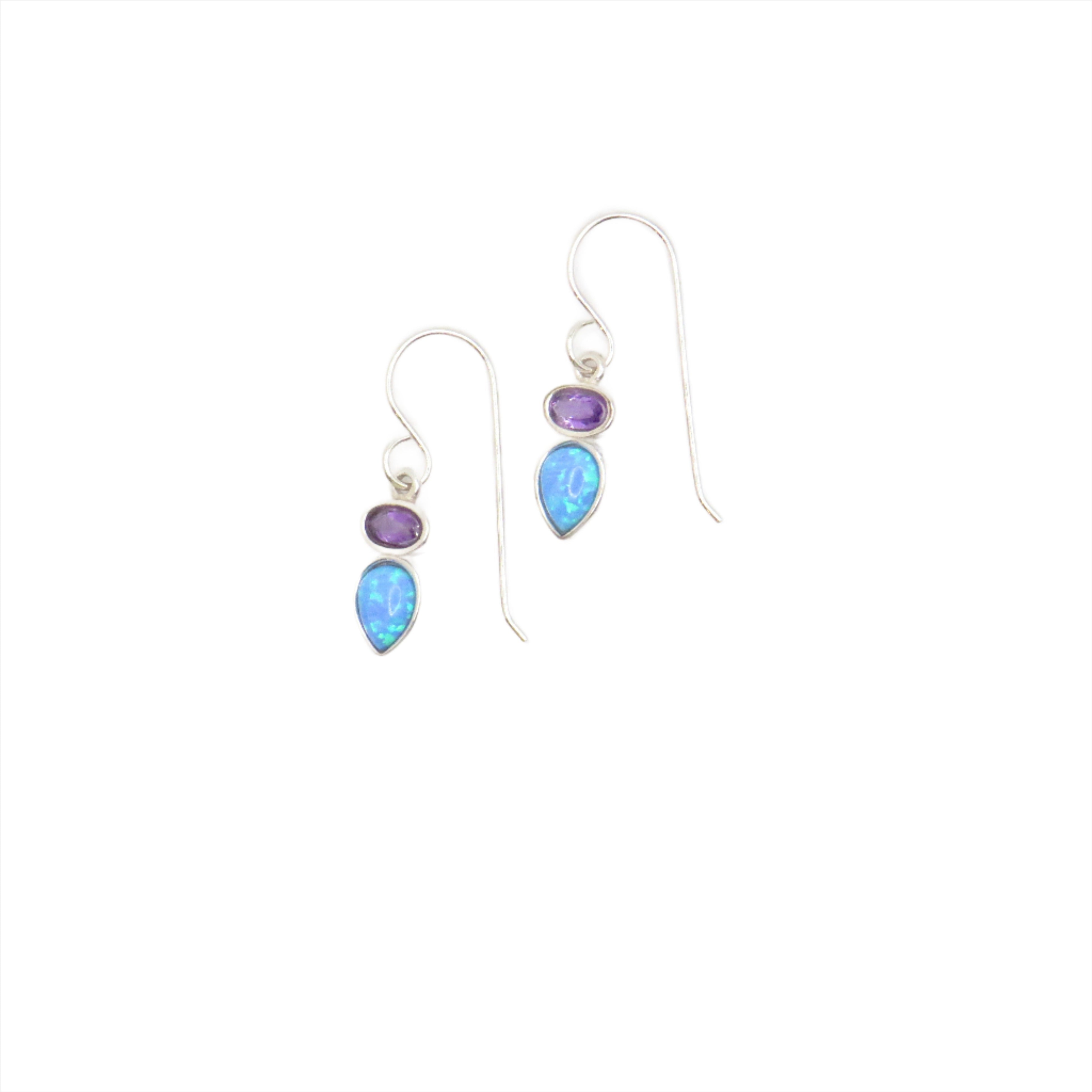 Amethyst and Opal Pear Earrings