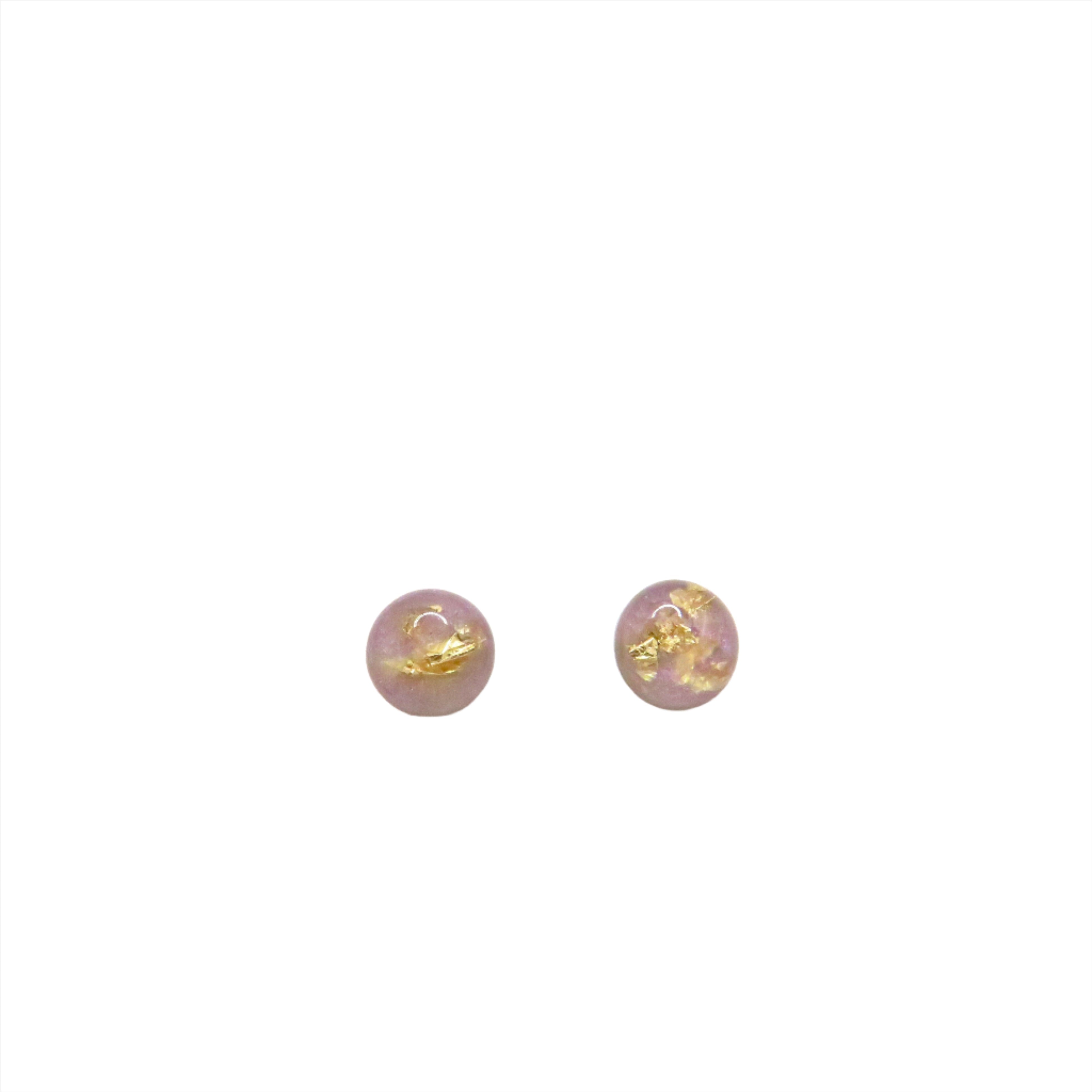 round purple and gold gemstone earring