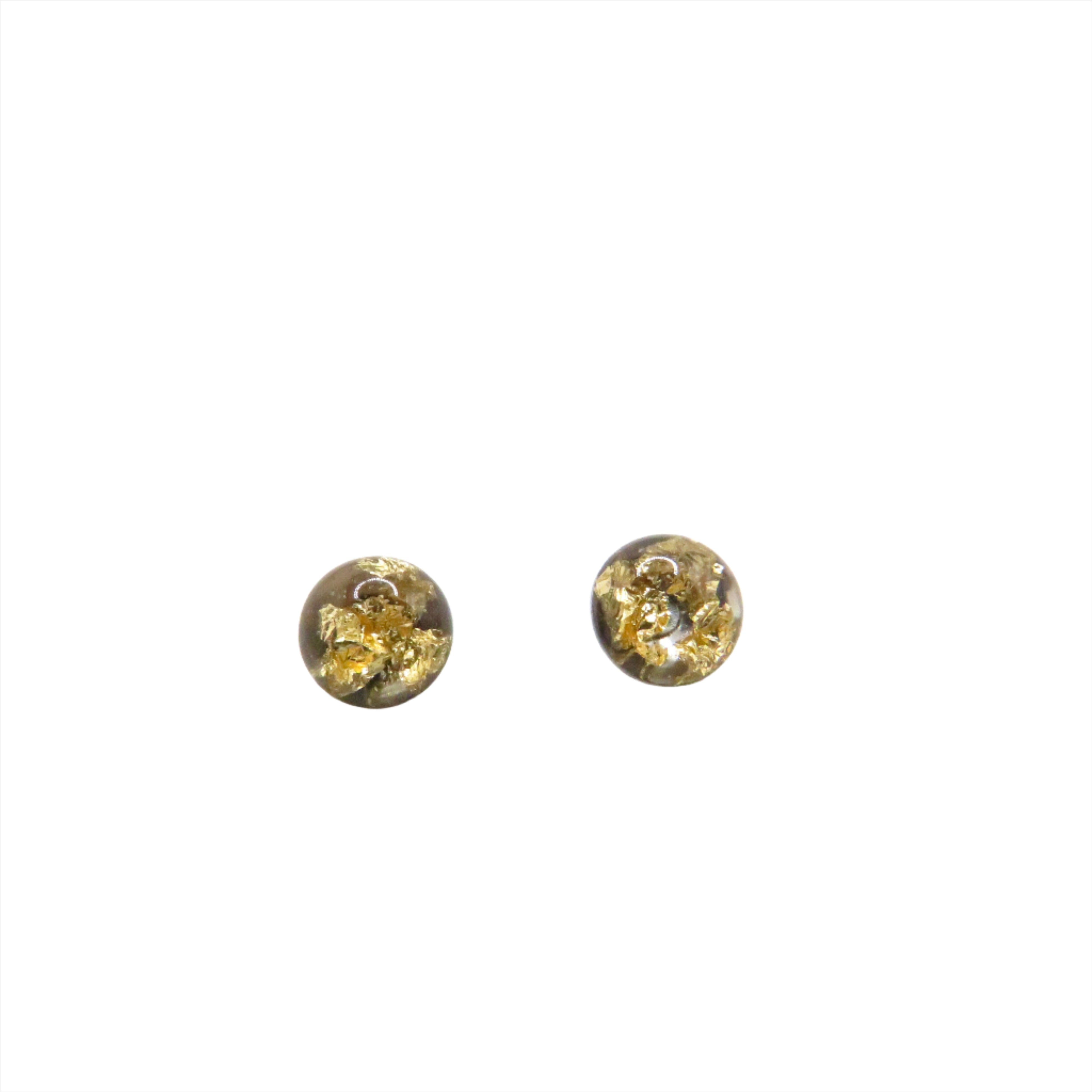 round gold gemstone earring