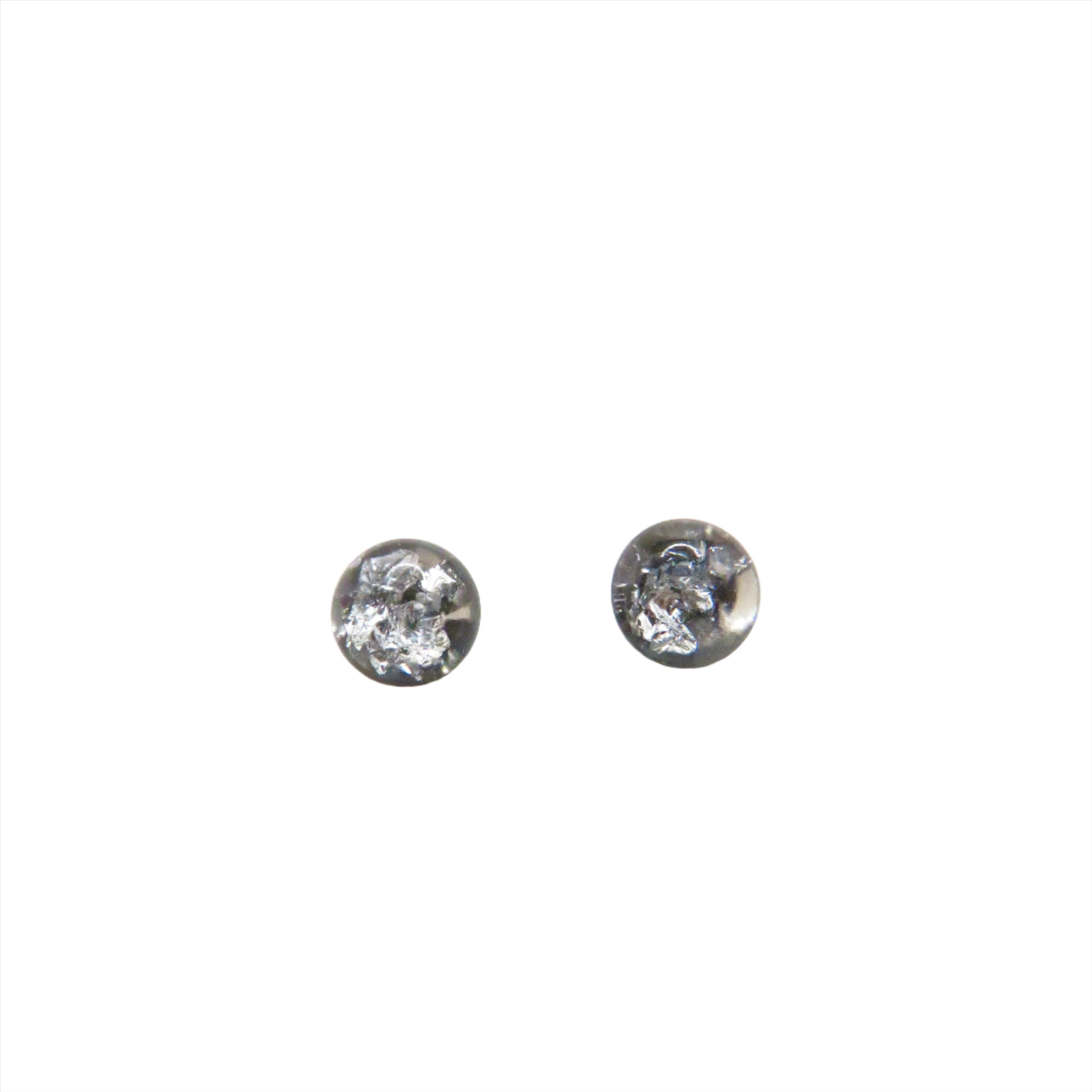 round silver gemstone earring
