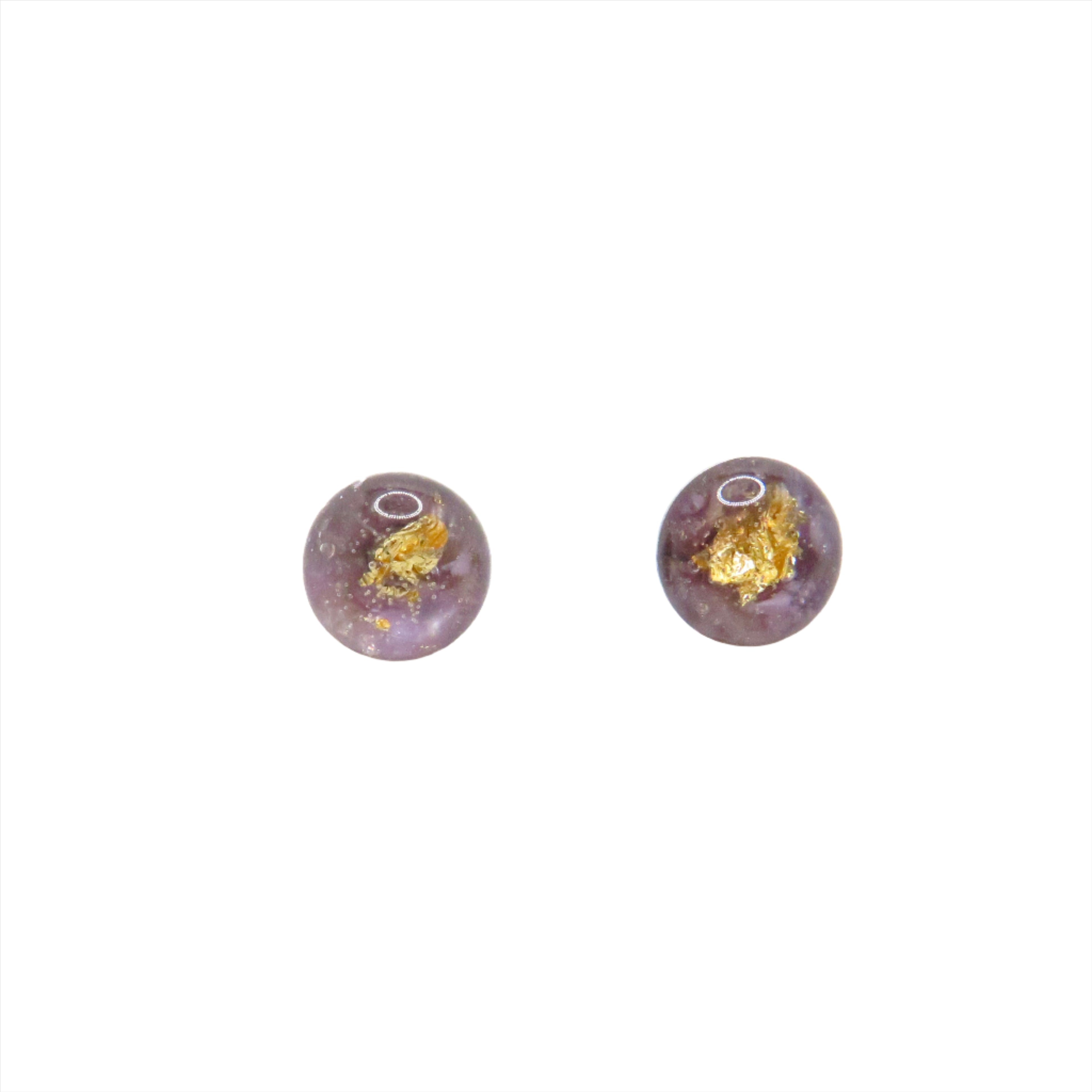round purple with gold gemstone earring