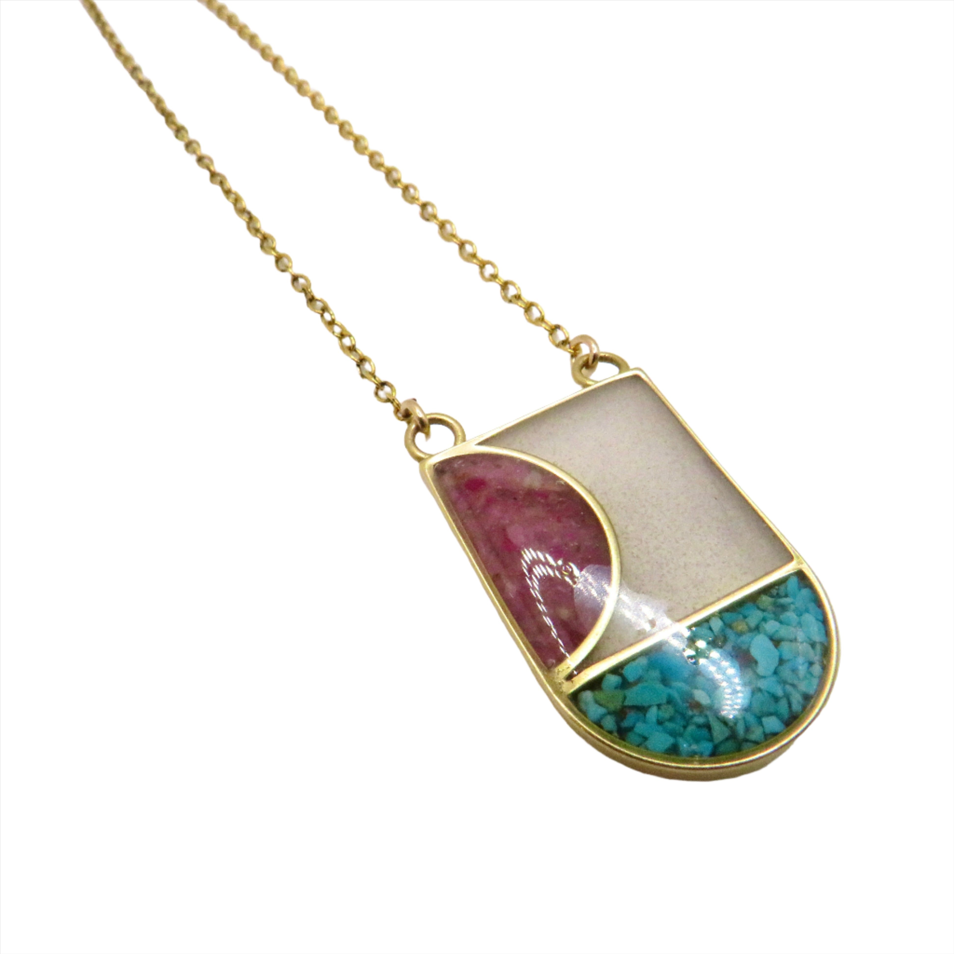 Gemstone Art Deco Shield Necklace