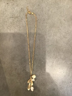 Large Leaf Triple Citrine Paperclip Chain Necklace