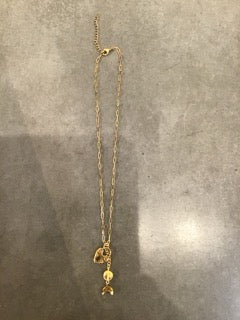 Fine Paperclip Heart Chain with Round and Small Moon Citrines Necklace