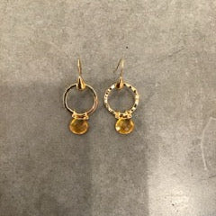 Round Stone Drop Circle Earrings