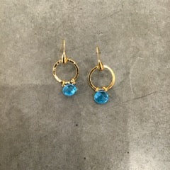 Round Stone Drop Circle Earrings