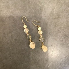 Oval Green Amethyst and Large Citrine Earrings