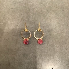 Round Stone Drop Circle Earrings