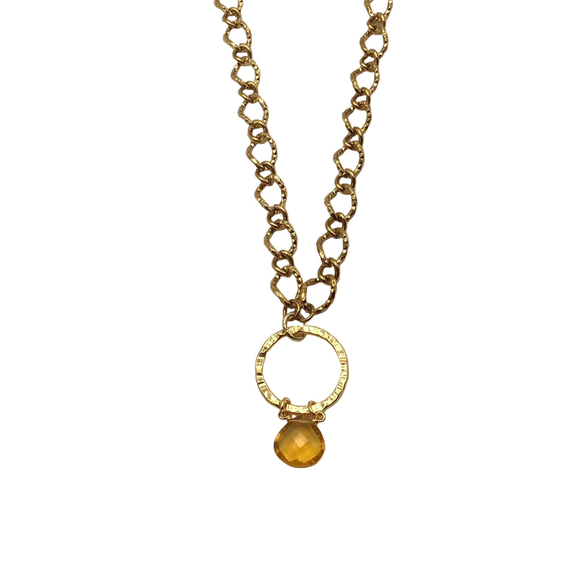 Round Stone Round Chain Necklace