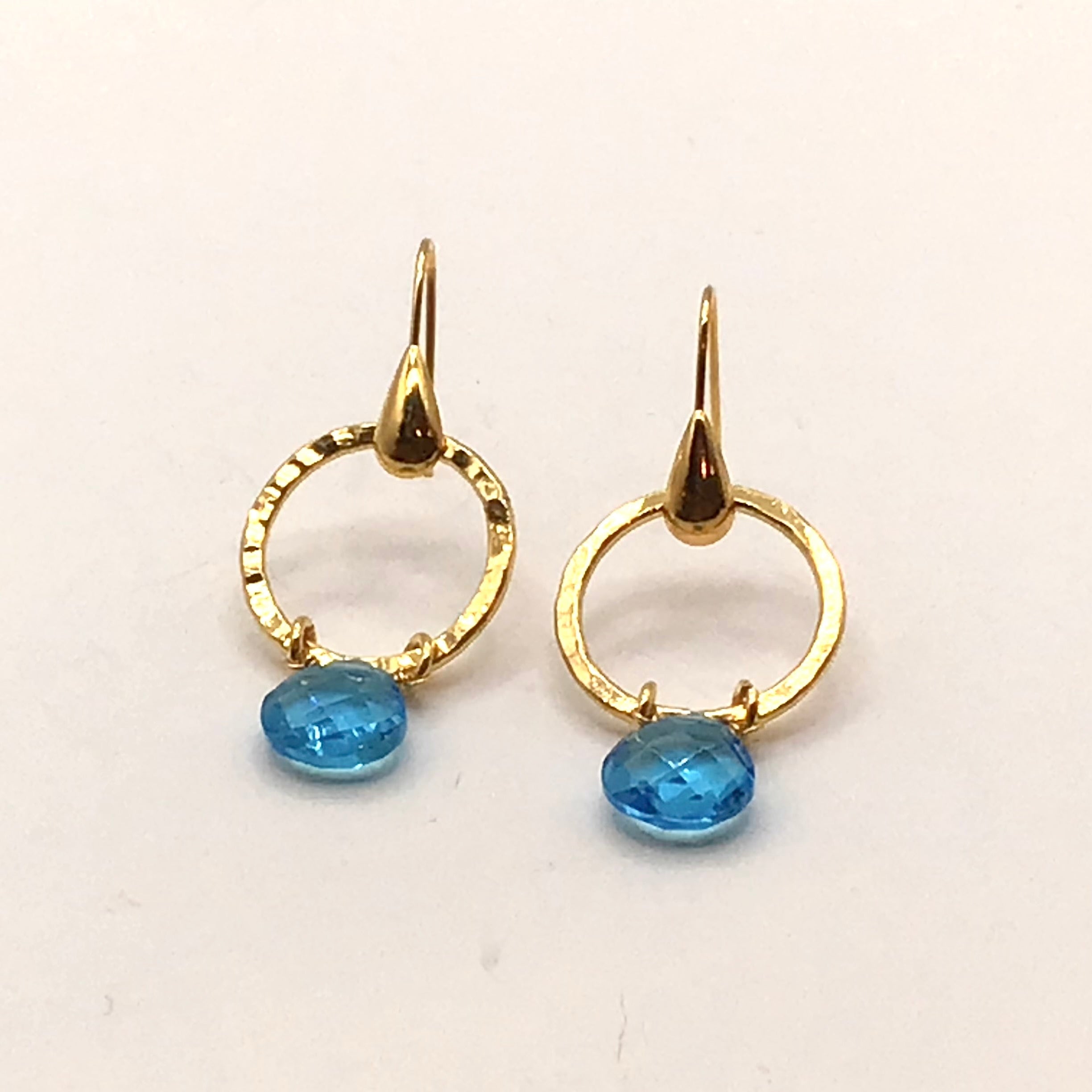 Round Stone Drop Circle Earrings