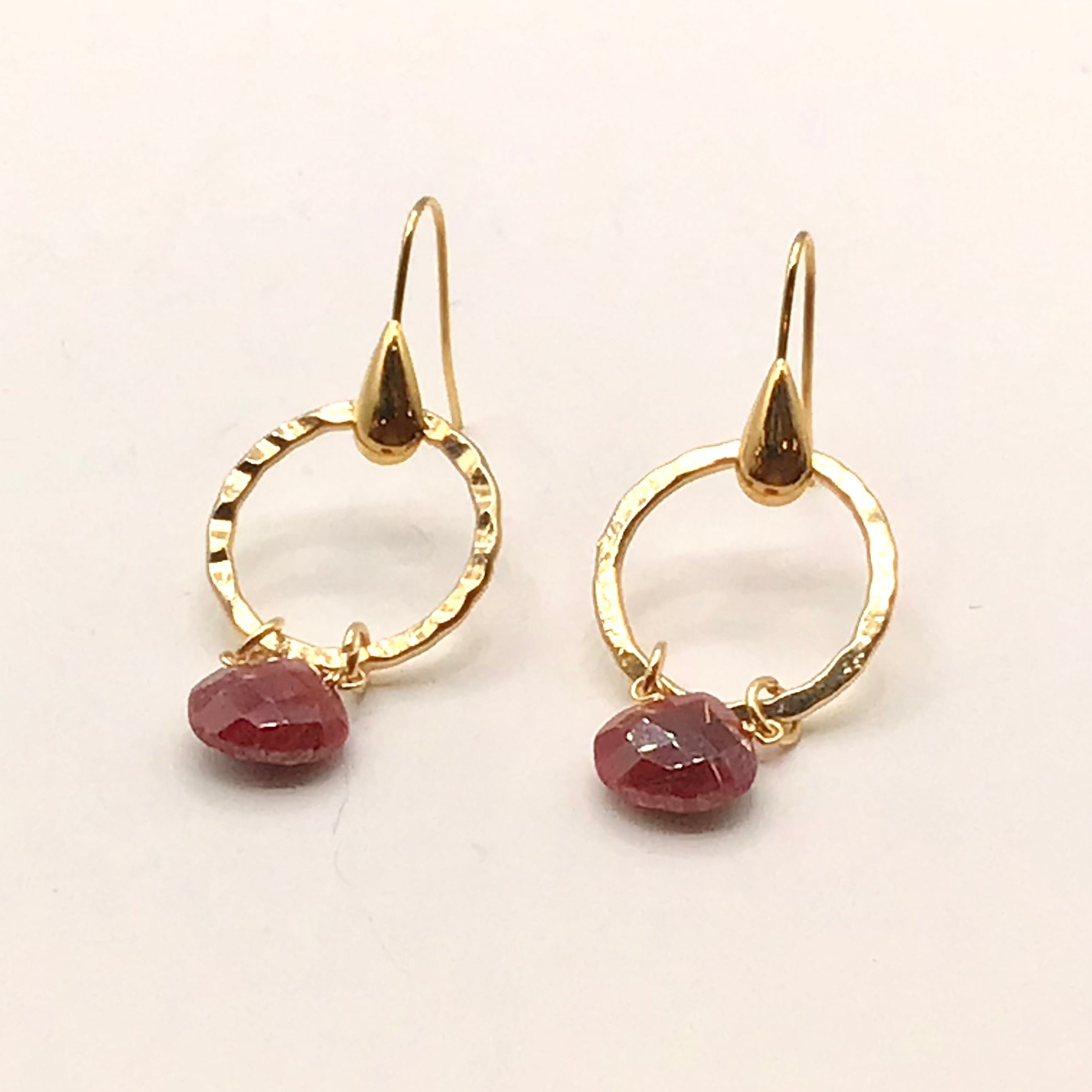 Round Stone Drop Circle Earrings