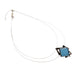 Blue glass stone metal wire necklace