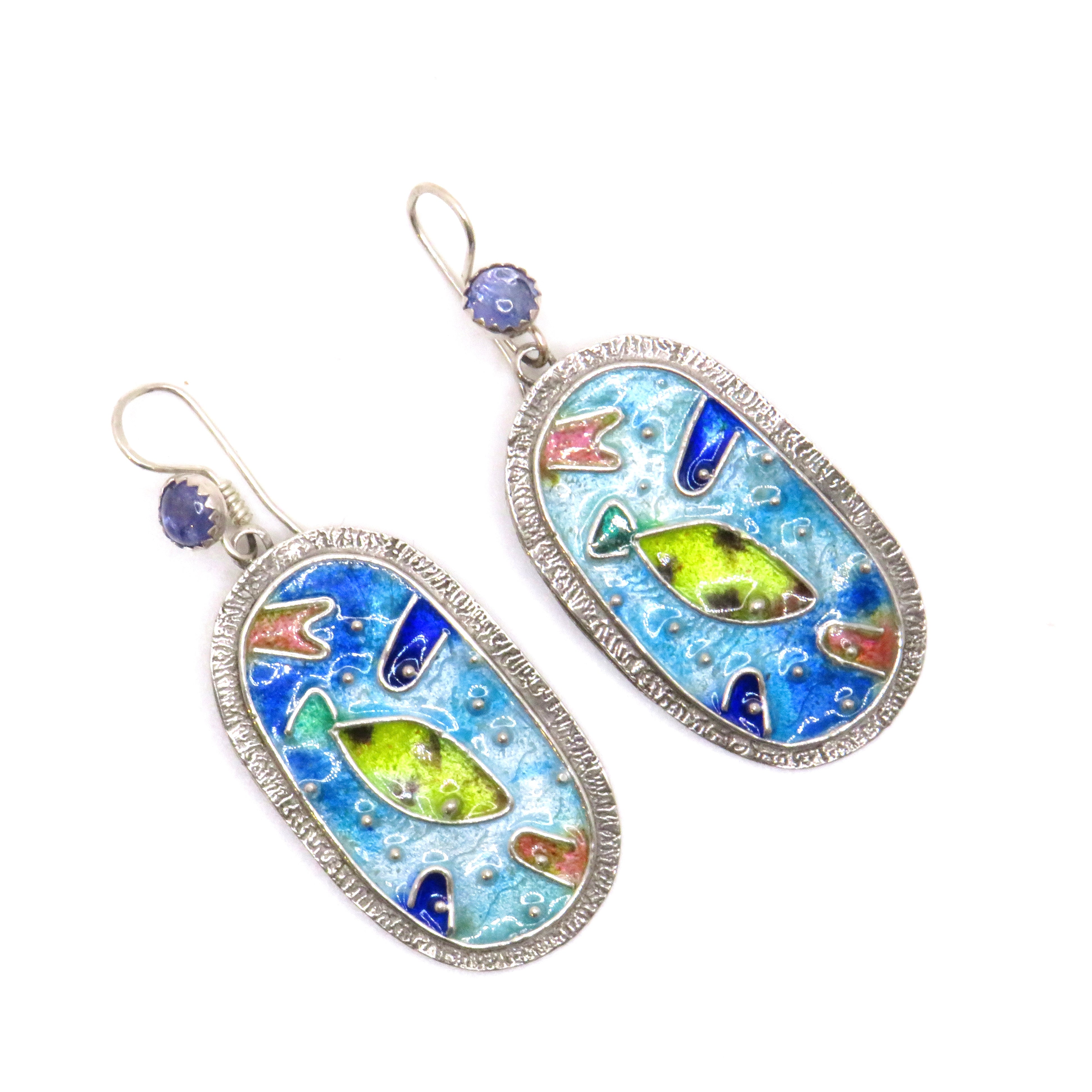 enameled drop earrings