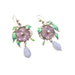 purple and green gemstone earrings with pearls