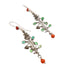 red and green long gemstone earrings