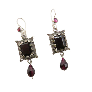 black gemstone drop earrings