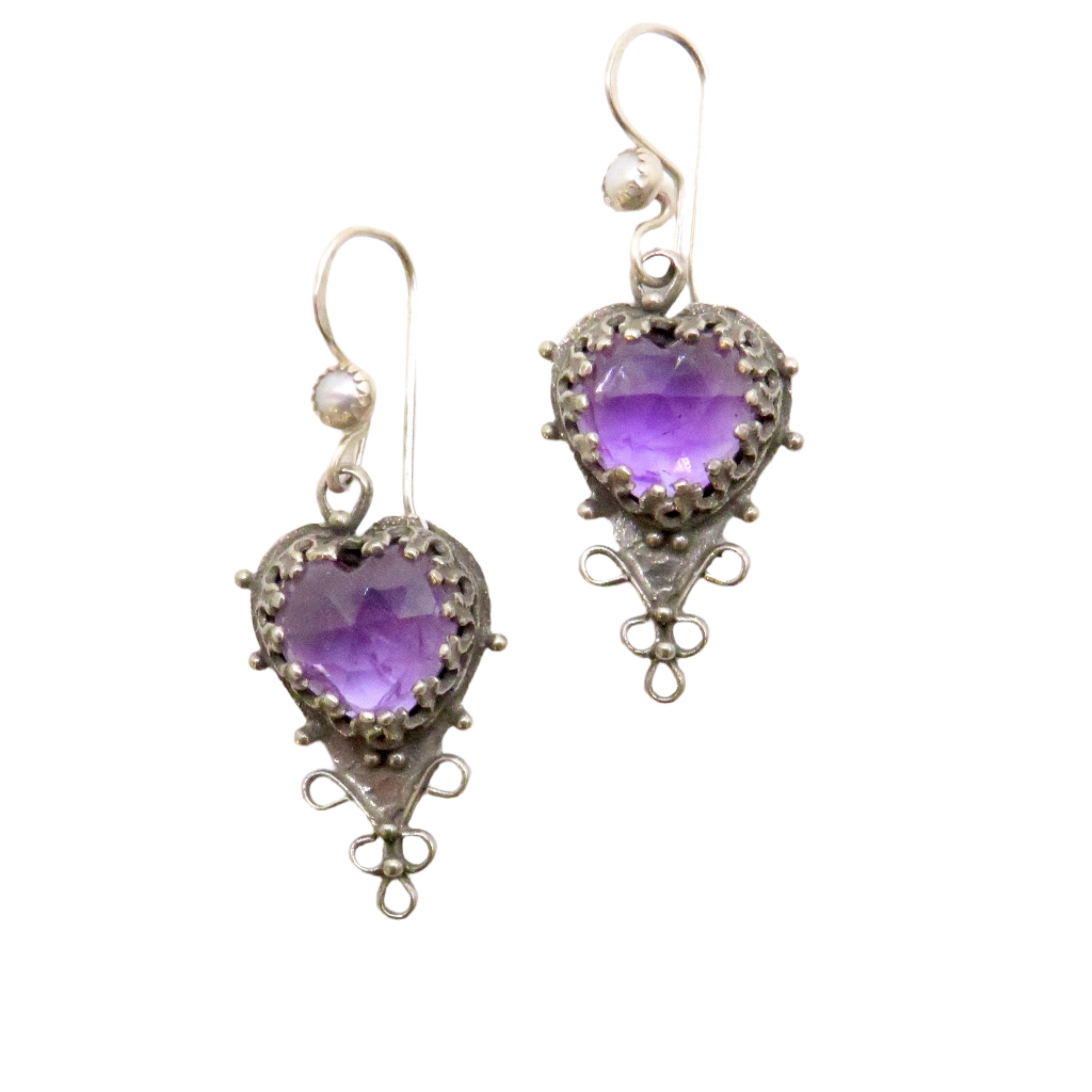 purple gemstone dangle earrings