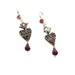 gemstone drop heart earrings