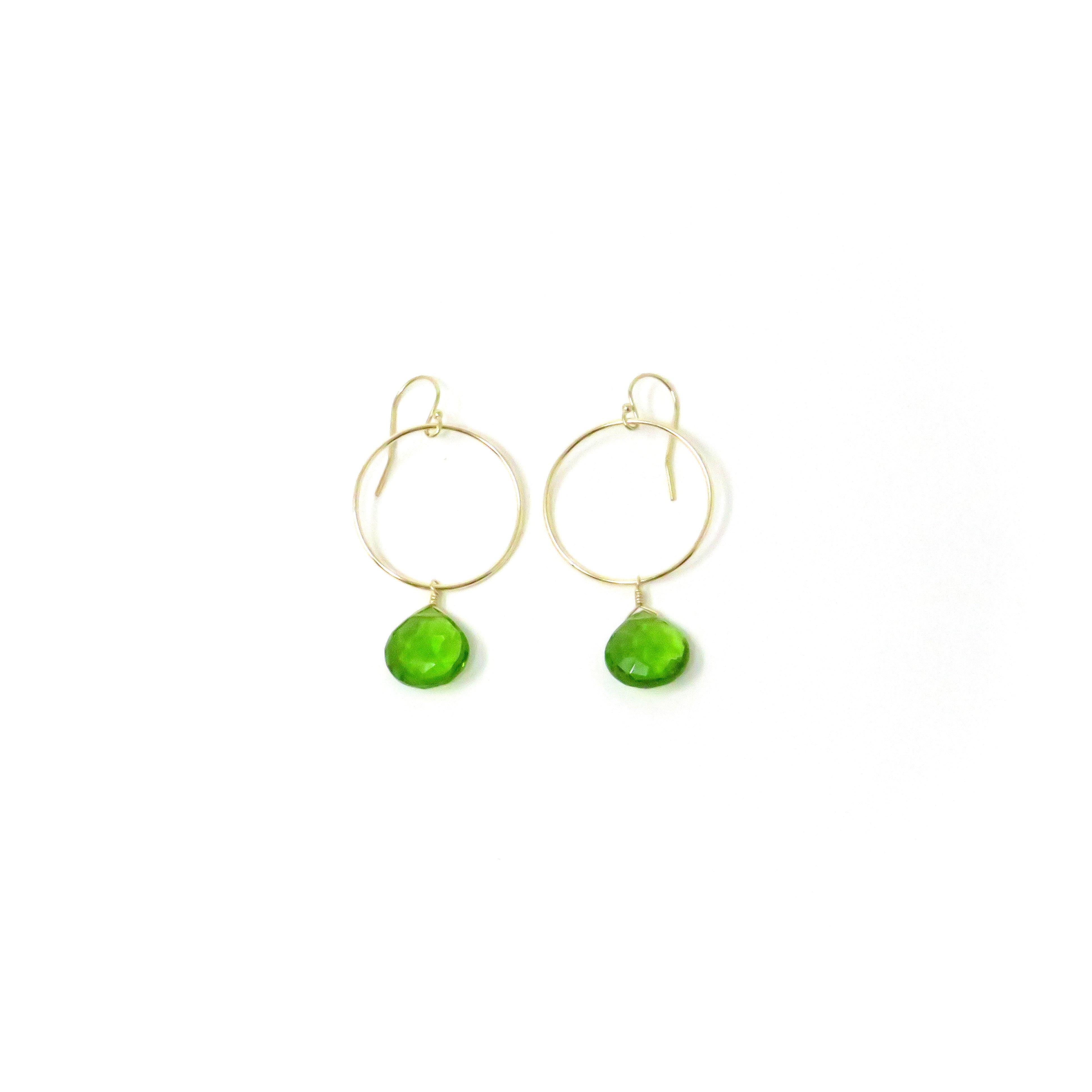 Peridot Quartz Hoop Earrings