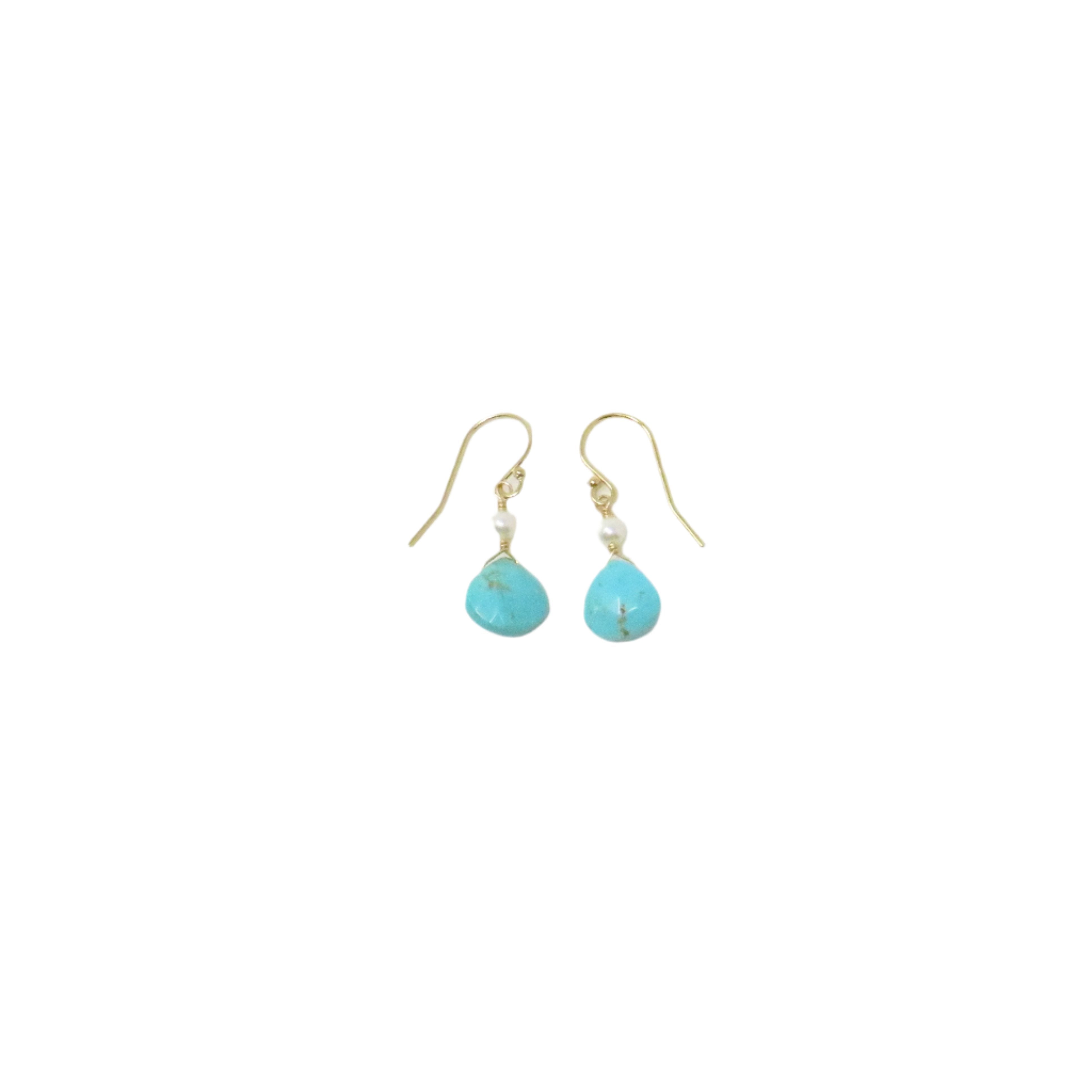 Turquoise and Freshwater Pearl Earrings