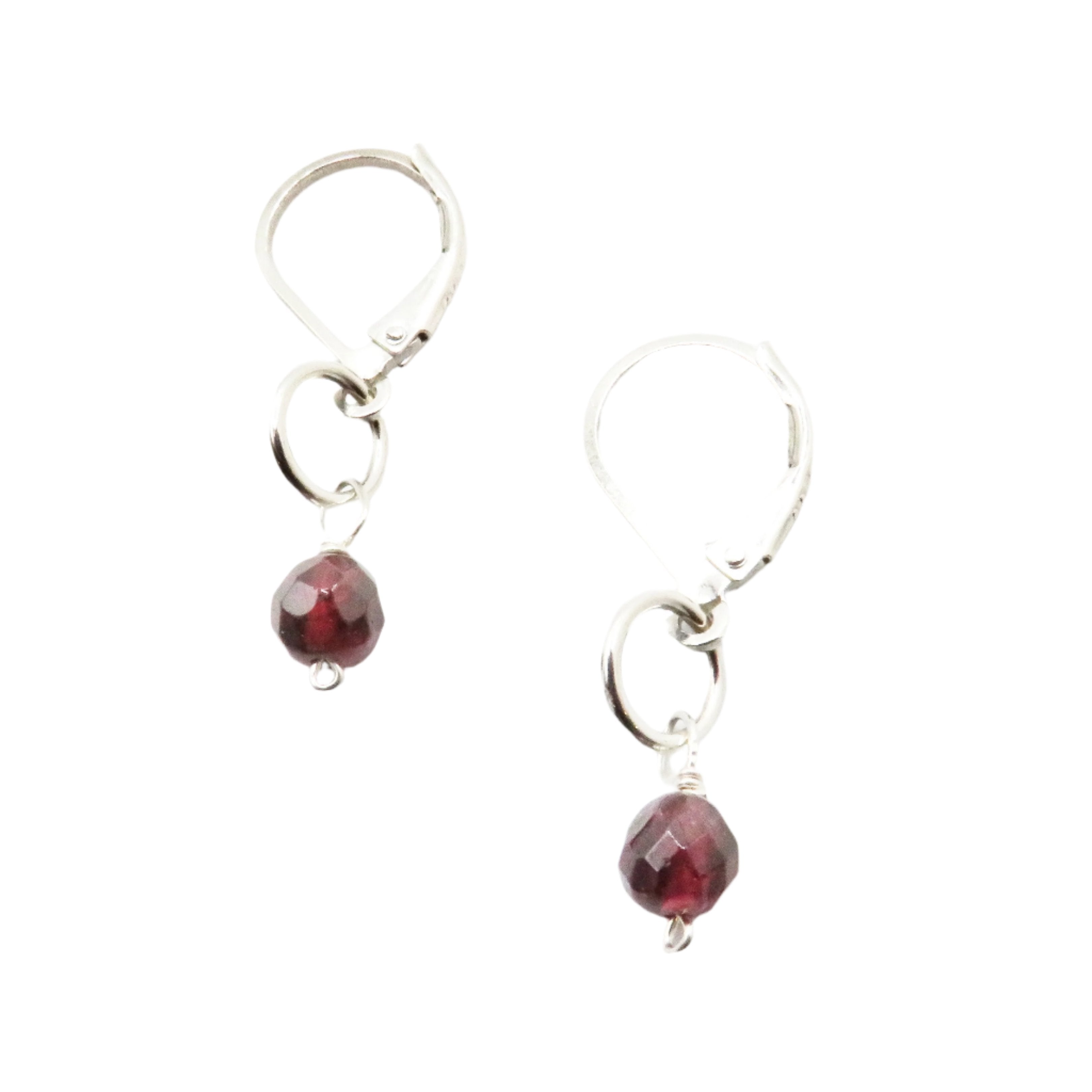 Garnet and Sterling Silver Link Earrings