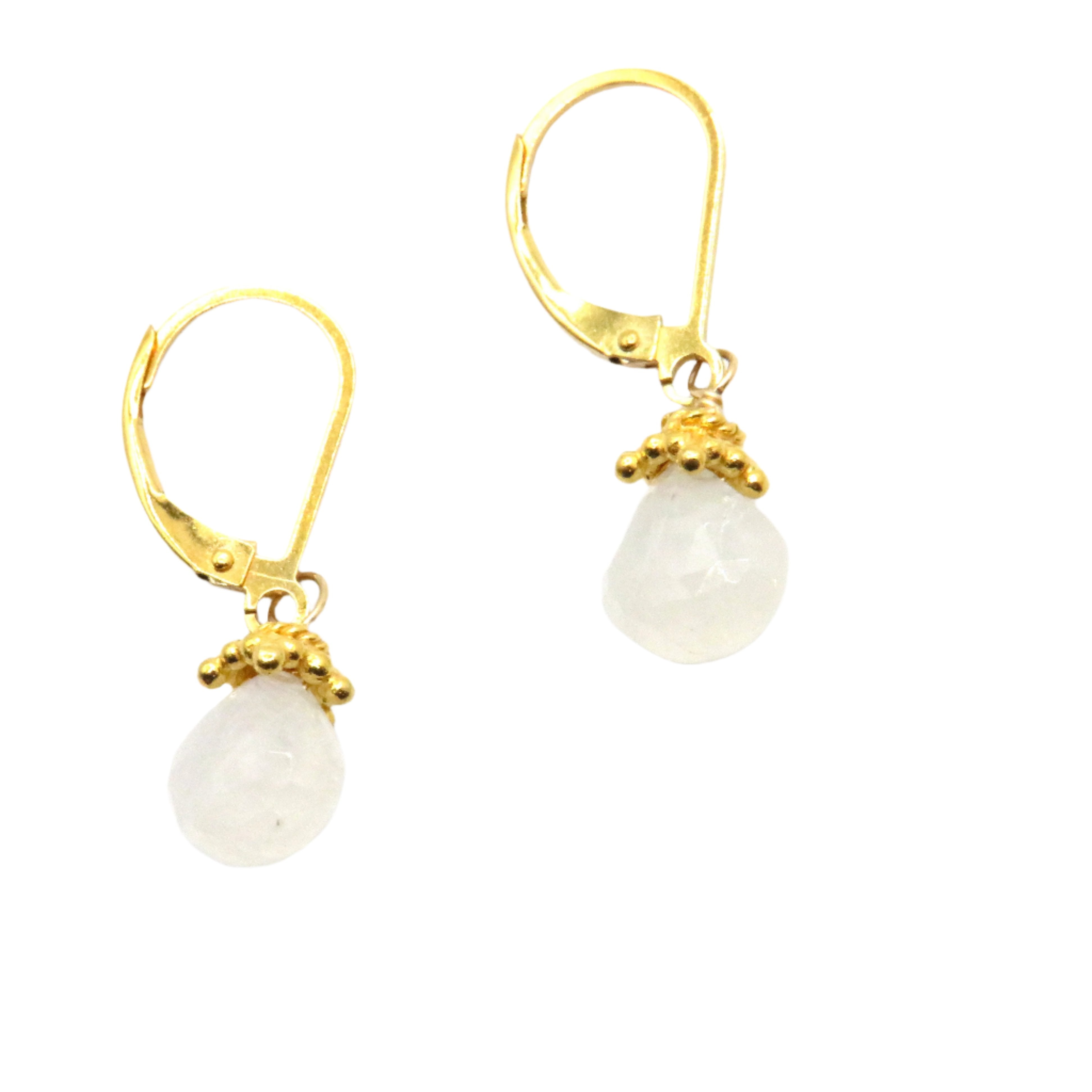 Moonstone Drop Gold Earrings