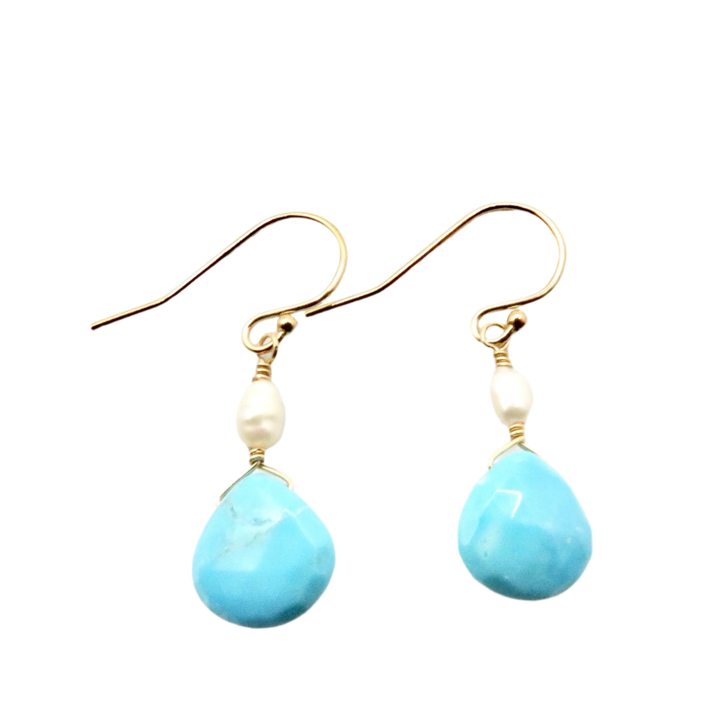 Sleeping Beauty Turquoise and Keshi Pearl Earrings