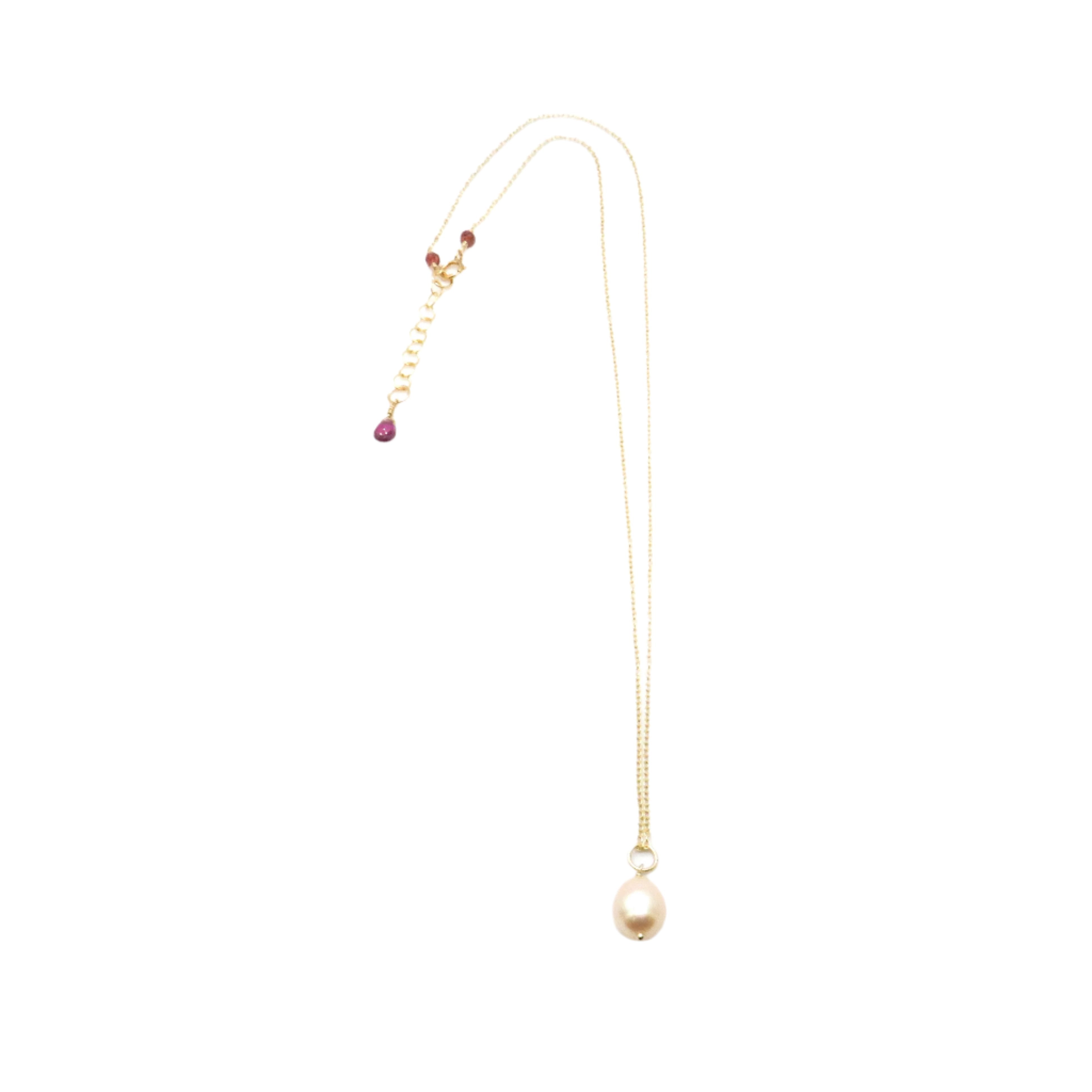 pink pearl drop necklace