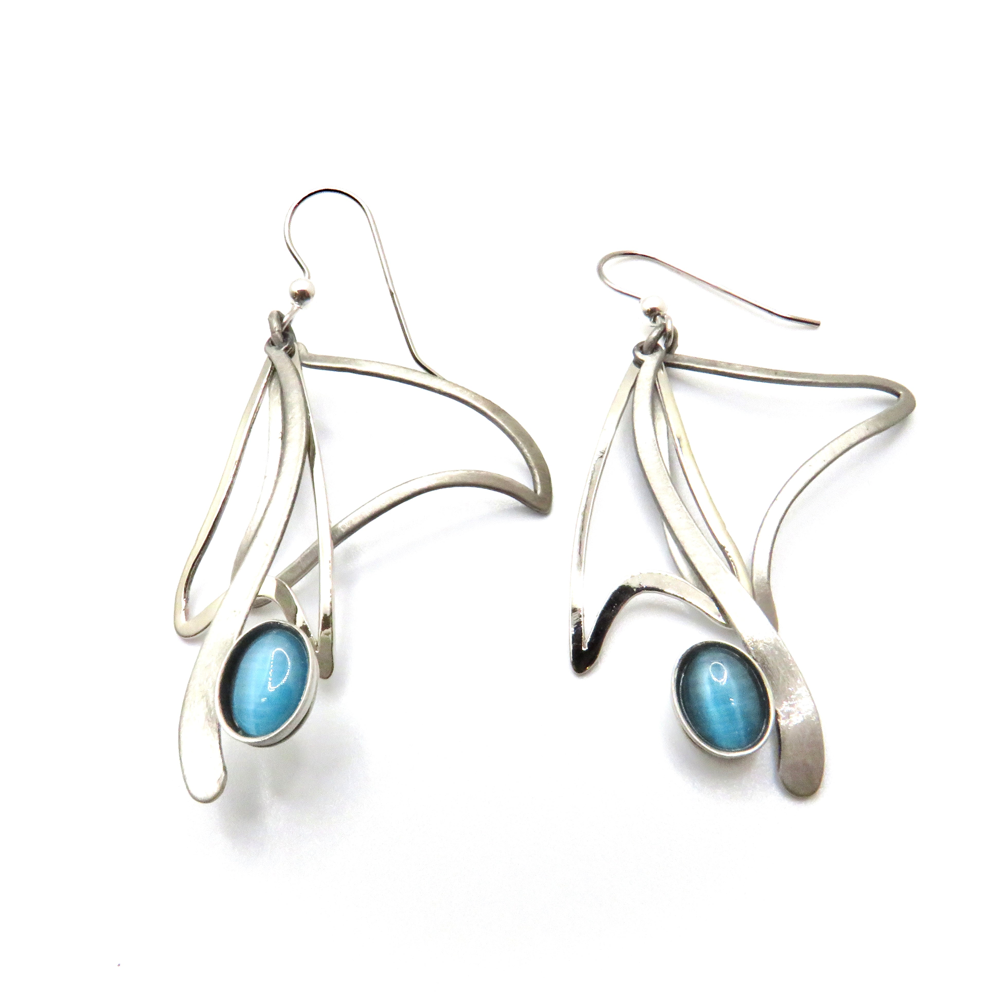 Large Geometric Wire Hook Earrings