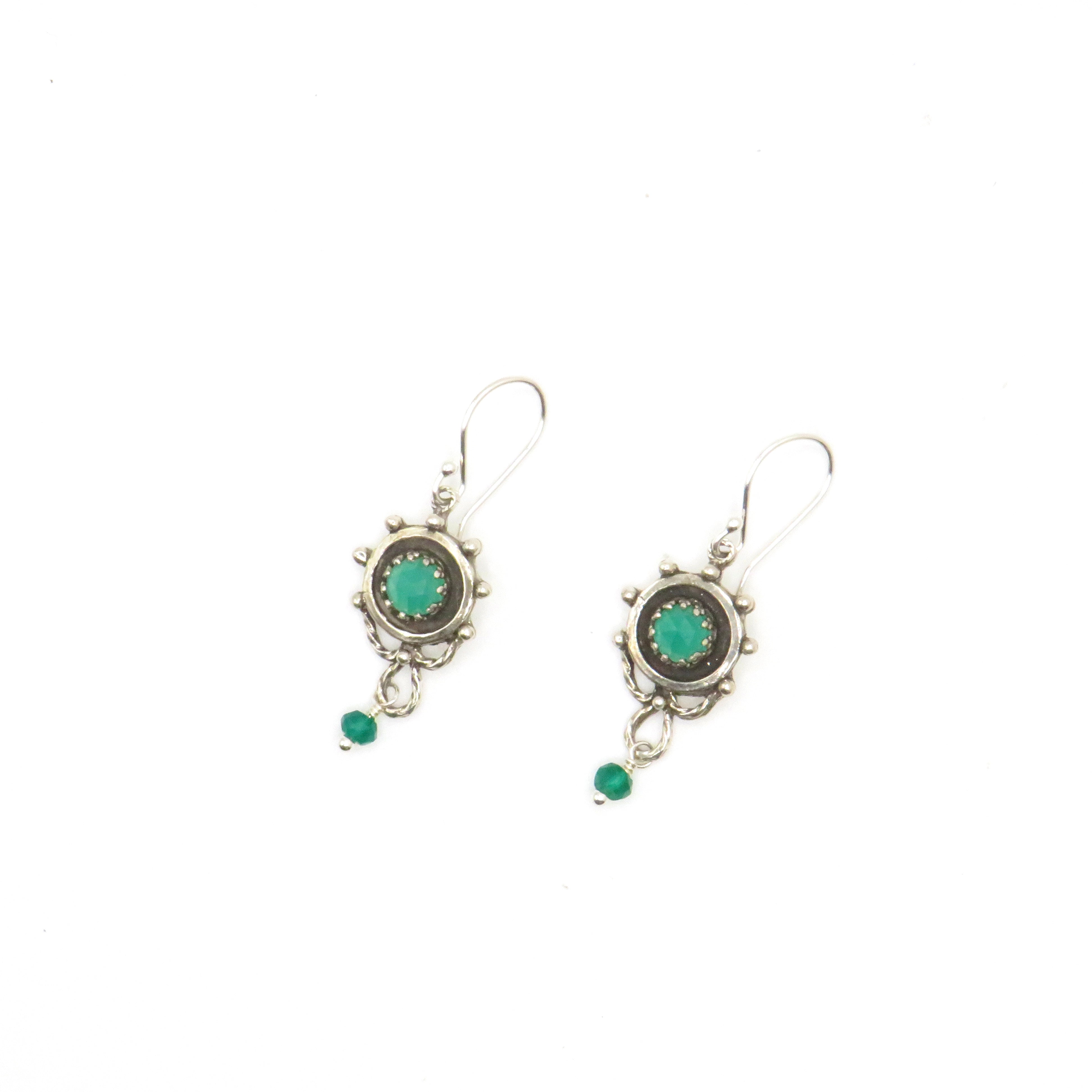 Green Onyx and Sterling Silver Earrings