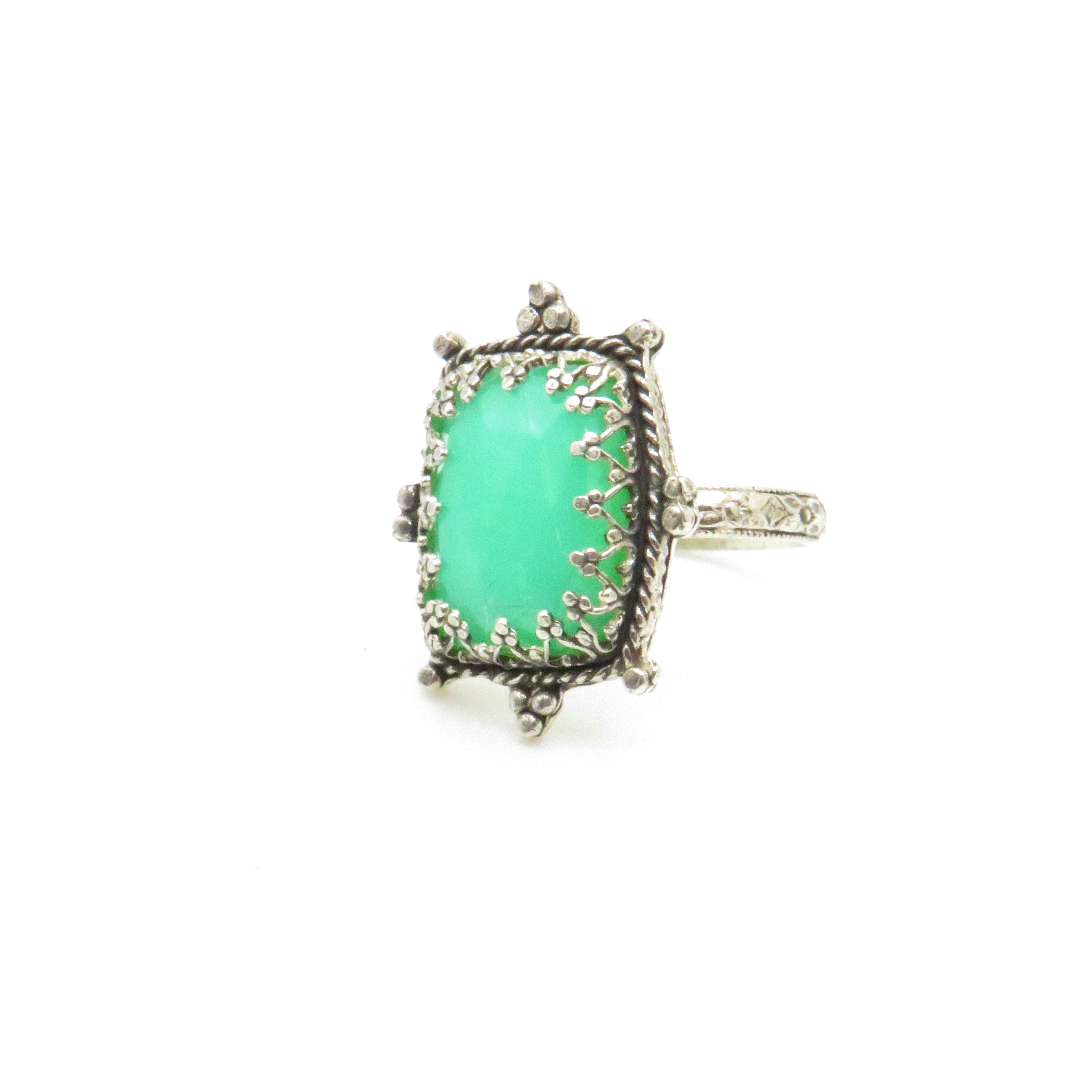 Chrysoprase and Sterling Silver Ring