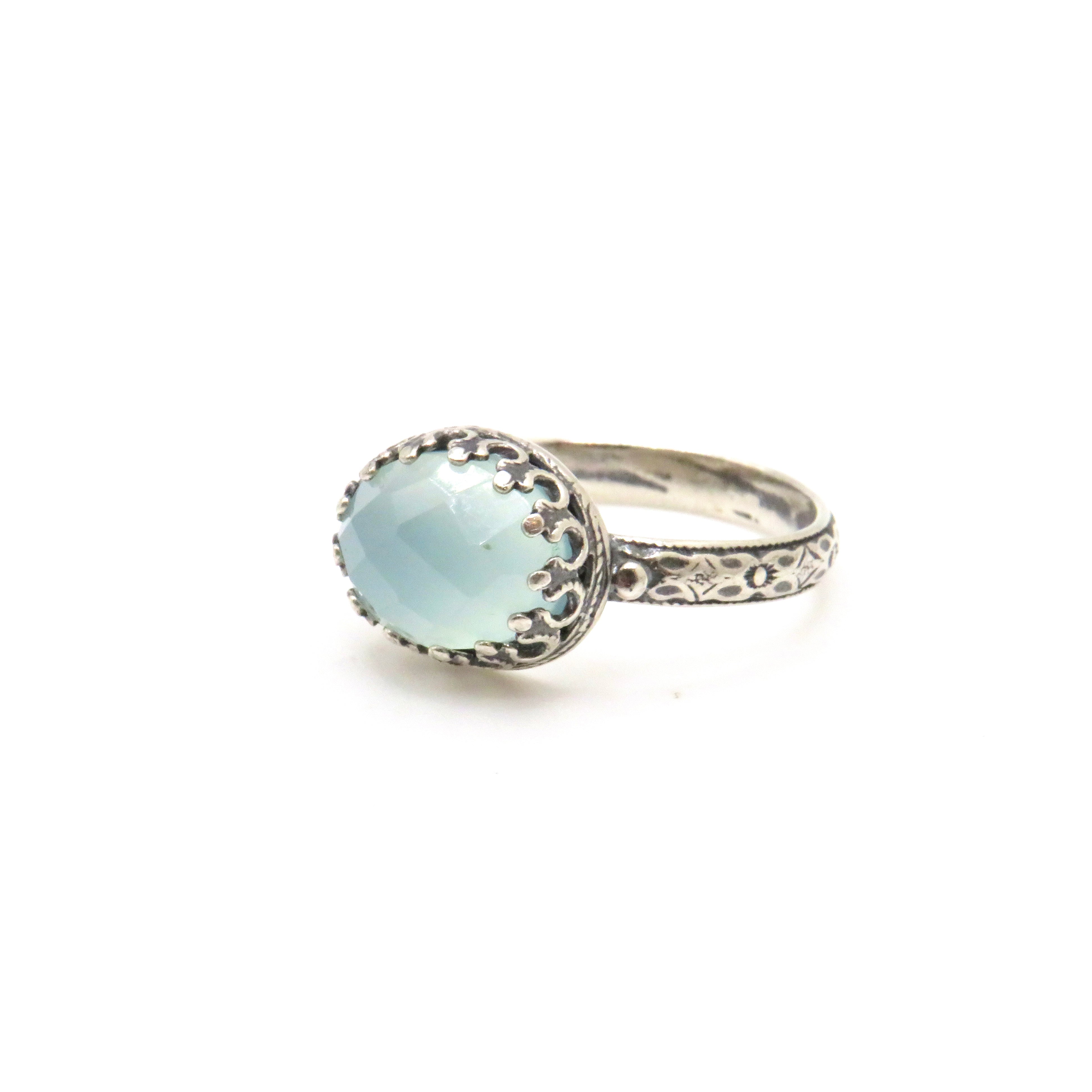 Aqua Chalcedony and Sterling Silver Ring