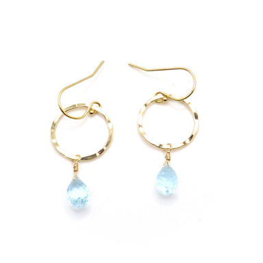 blue stone hammered hoop earrings