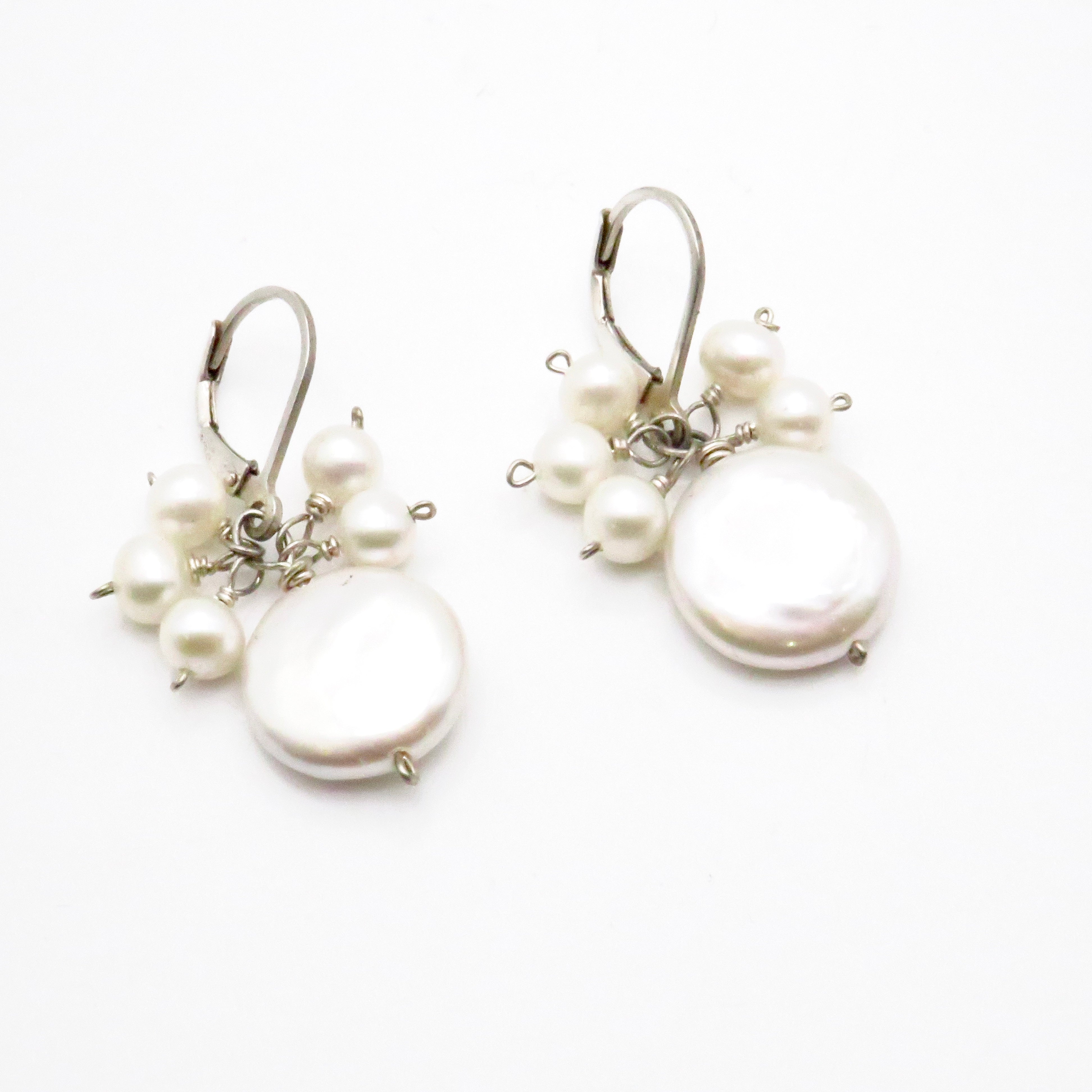 coin pearl cluster earrings
