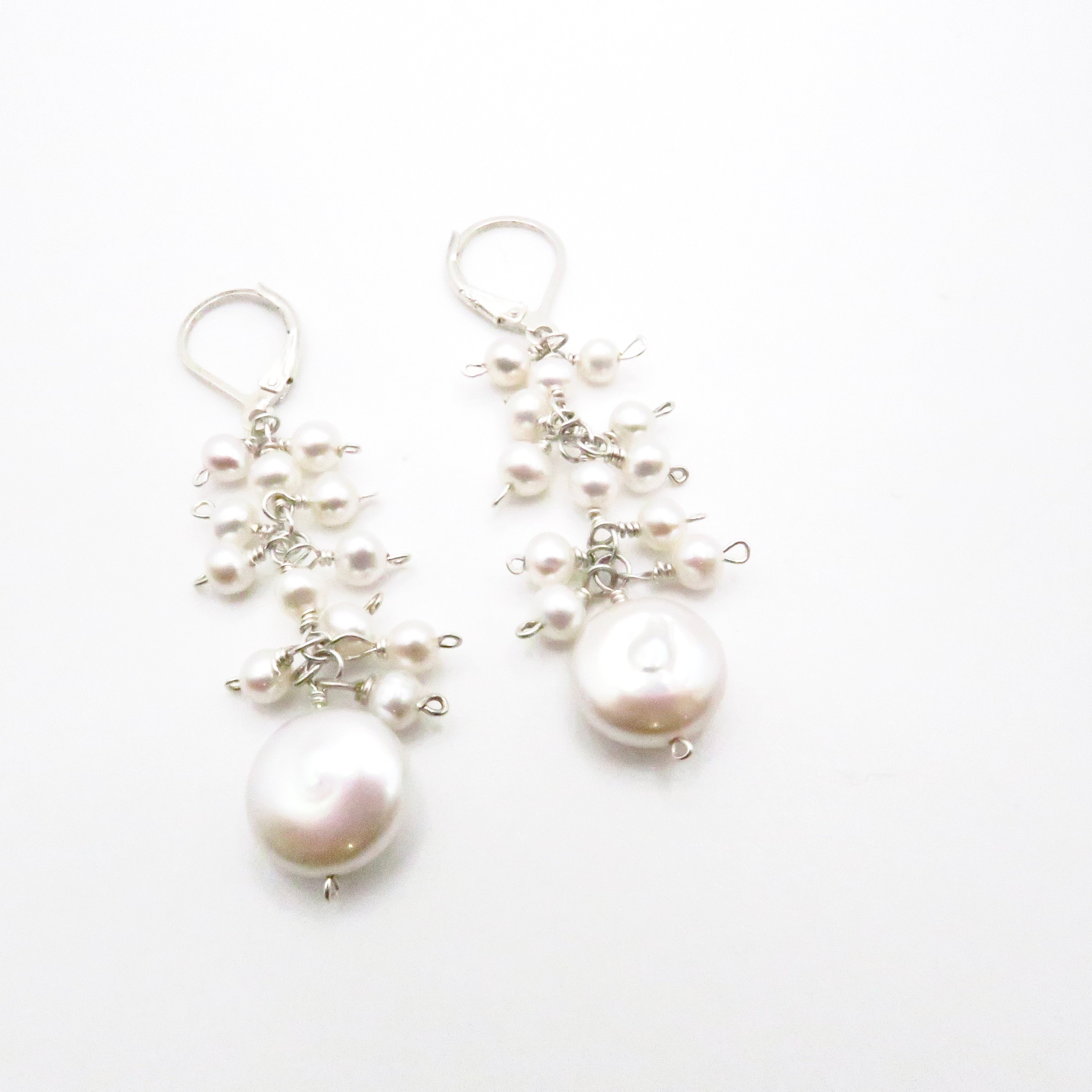 coin pearl cluster earrings